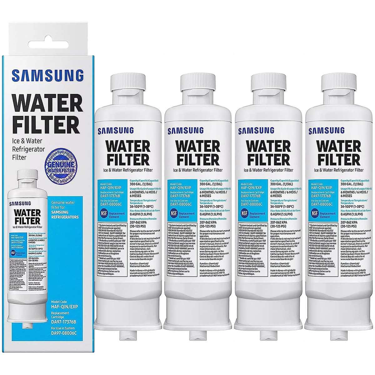 4 PACK Genuine Samsung DA97-17376B HAF-QIN/EXP REFRIGERATOR Water Filter New 4 PACK Genuine Samsung DA97-17376B HAF-QIN/EXP REFRIGERATOR Water Filter New