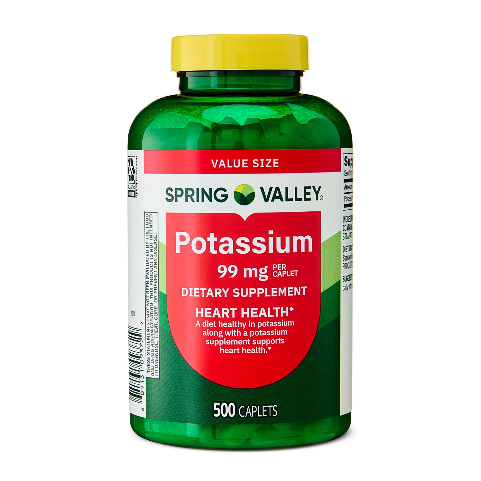 Spring Valley Potassium Caplets Dietary Supplement Value Size, 99 mg, 500 Count Spring Valley Potassium Caplets Dietary Supplement Value Size, 99 mg, 500 Count