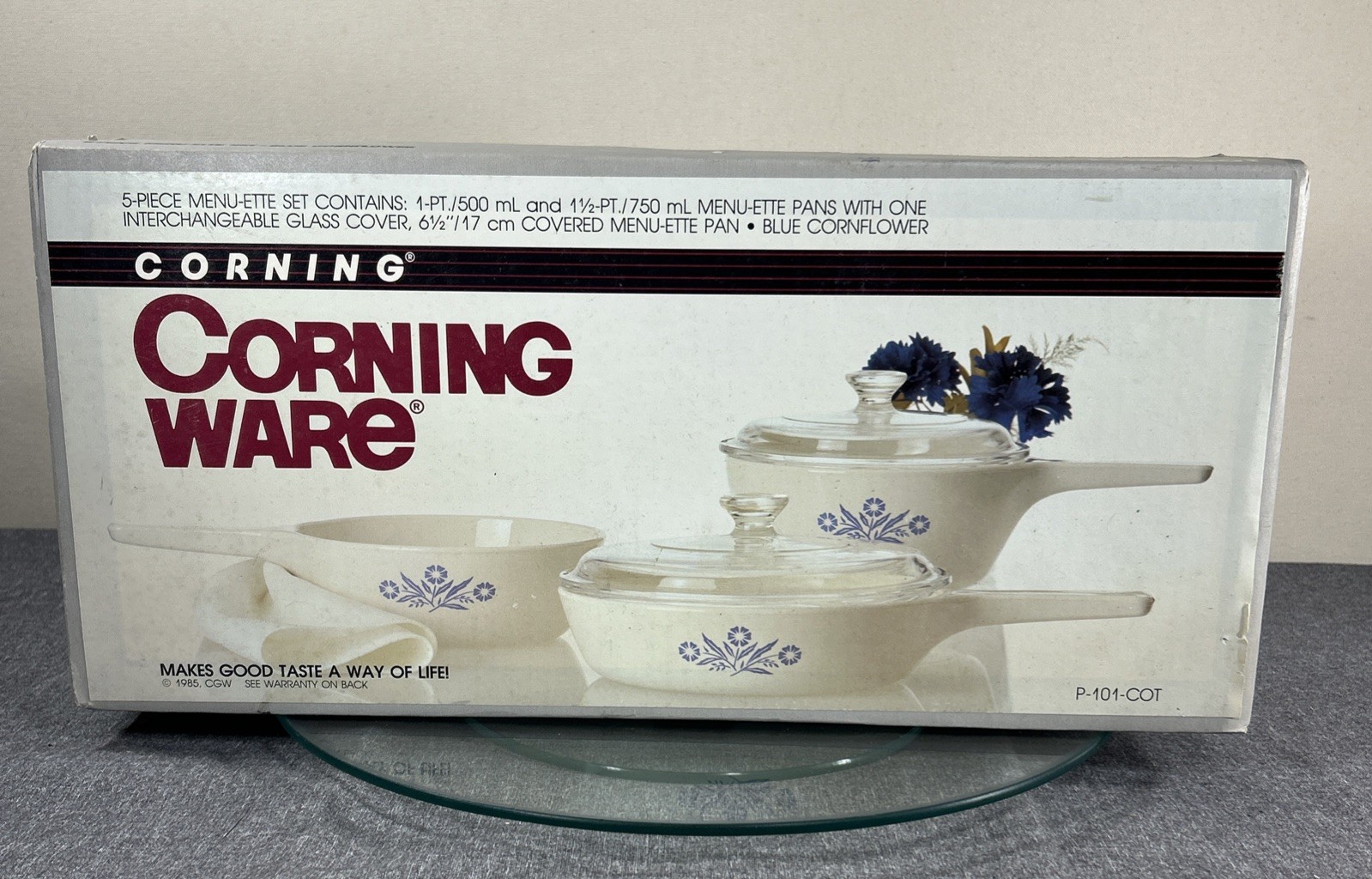 NEW Corning Ware 1985 5 Piece Menu-ette Set Blue Cornflower P-101-COT Sealed Box