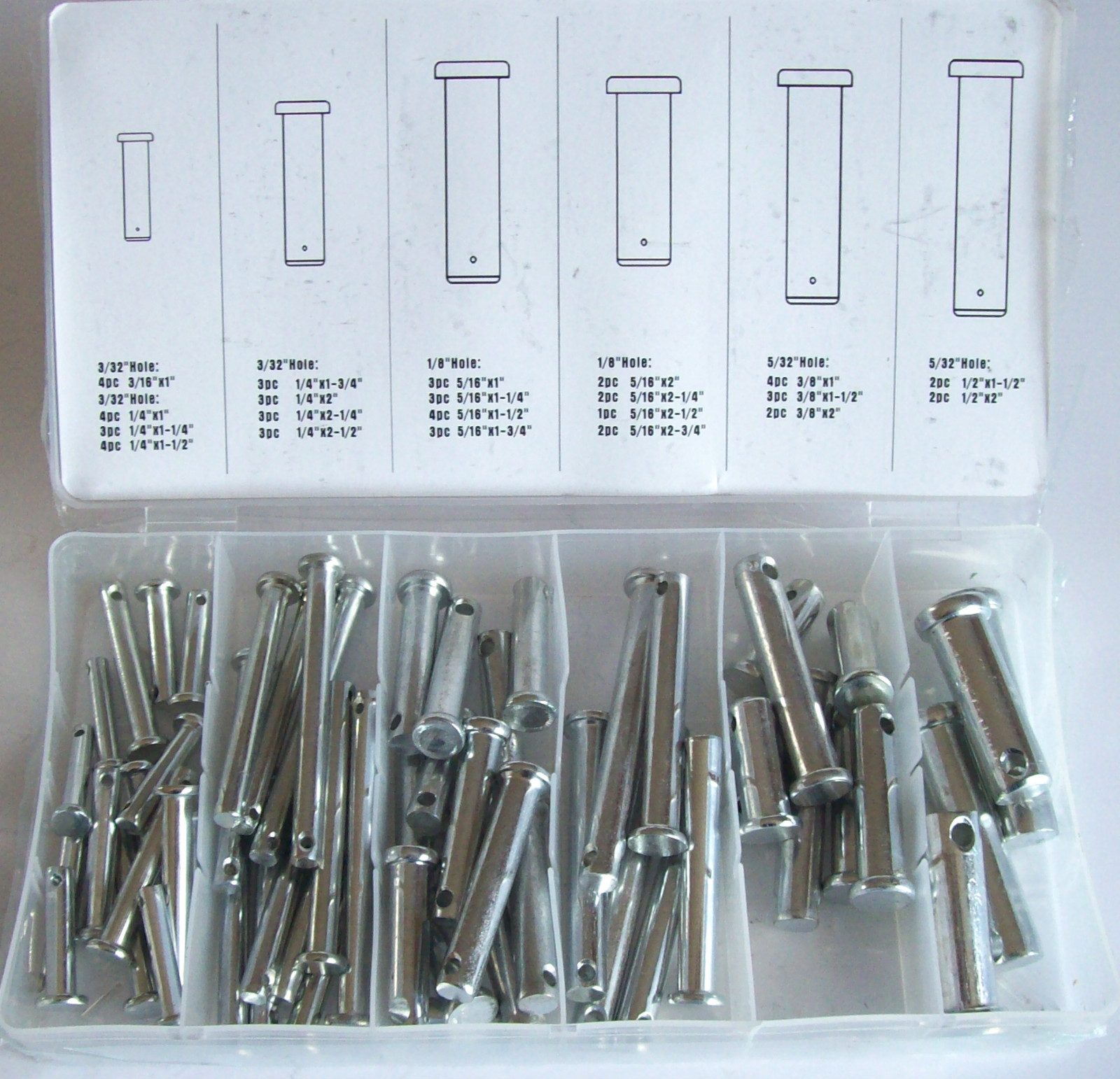 60pc CLEVIS PIN ASSORTMENT KIT SET 21 DIFFERENT SIZES HITCH TRAILER STEEL CLIPS 60pc CLEVIS PIN ASSORTMENT KIT SET 21 DIFFERENT SIZES HITCH TRAILER STEEL CLIPS