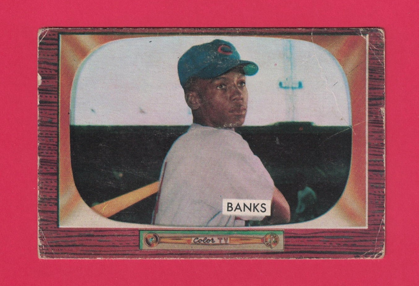 1955 Bowman #242 ERNIE BANKS -- HOF -- CENTERED -- Chicago Cubs High Number 1955 Bowman #242 ERNIE BANKS -- HOF -- CENTERED -- Chicago Cubs High Number