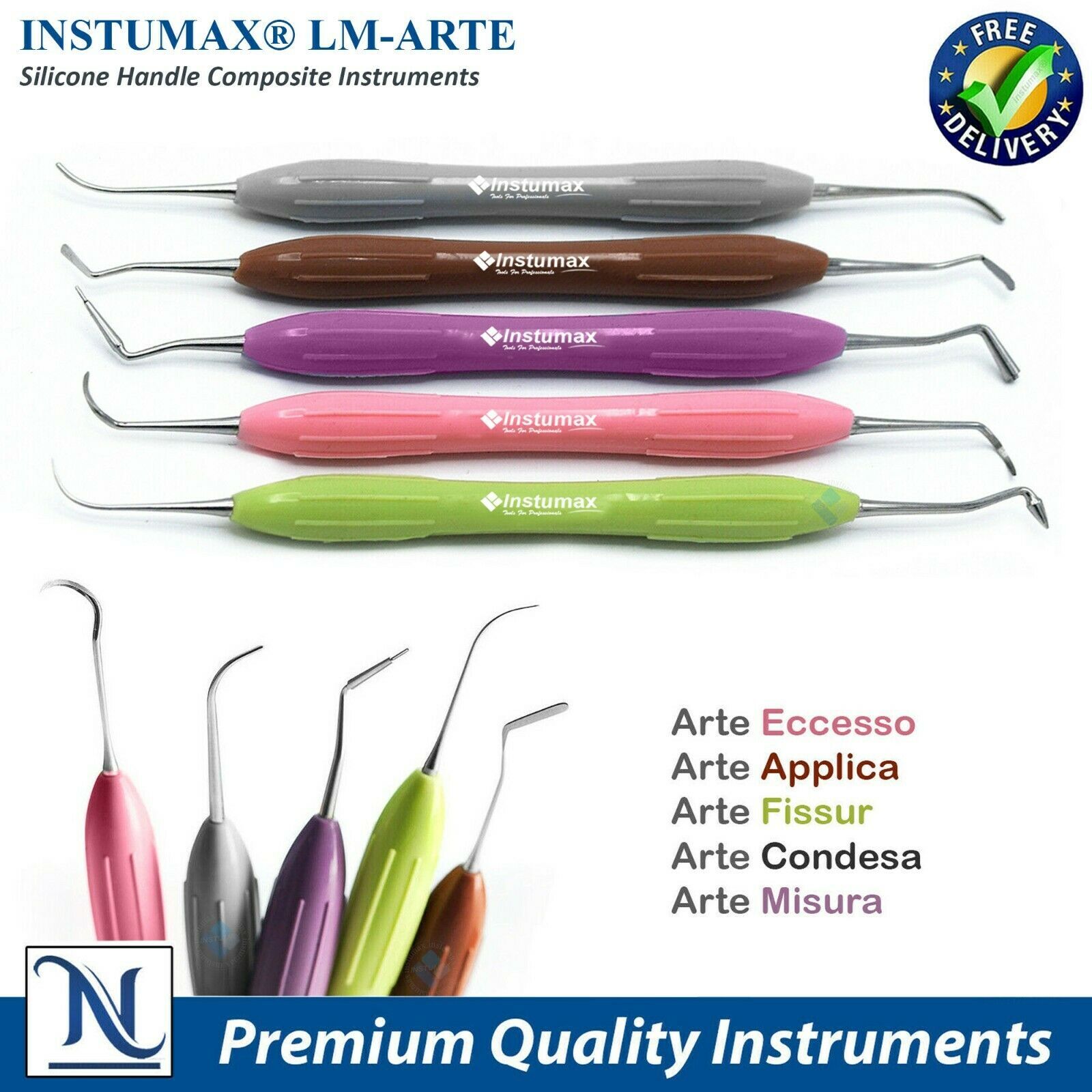 10Pc Dental Composite Modeling Filling Instruments Silicone Handle Restorative