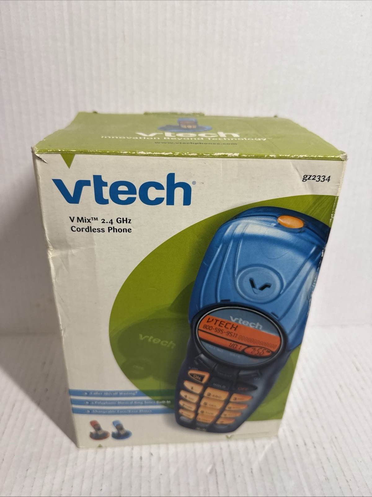 VTech V Mix GZ2334 2.4GHz Cordless Phone Blue Y2K Retro w Box Manual Extras