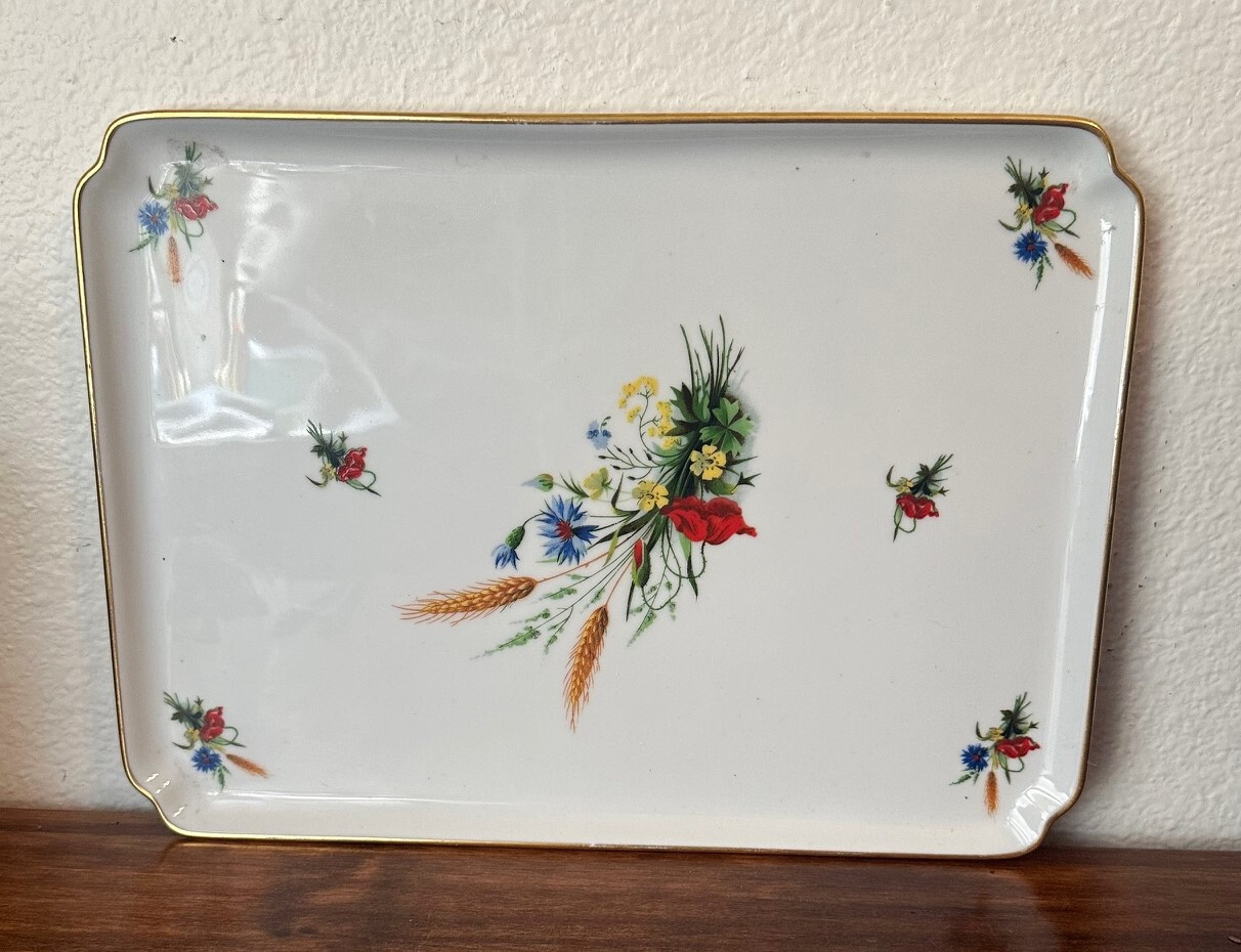 Vintage Chamart LIMOGES France Porcelain Vanity Dressing Table Tray, 11.5 Vintage Chamart LIMOGES France Porcelain Vanity Dressing Table Tray, 11.5
