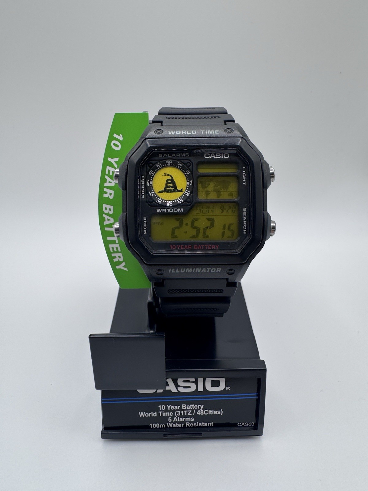 Casio Royale AE-1200 “Don’t Tread On Me” Gadsden Flag CUSTOM MOD Watch Casio Royale AE-1200 “Don’t Tread On Me” Gadsden Flag CUSTOM MOD Watch
