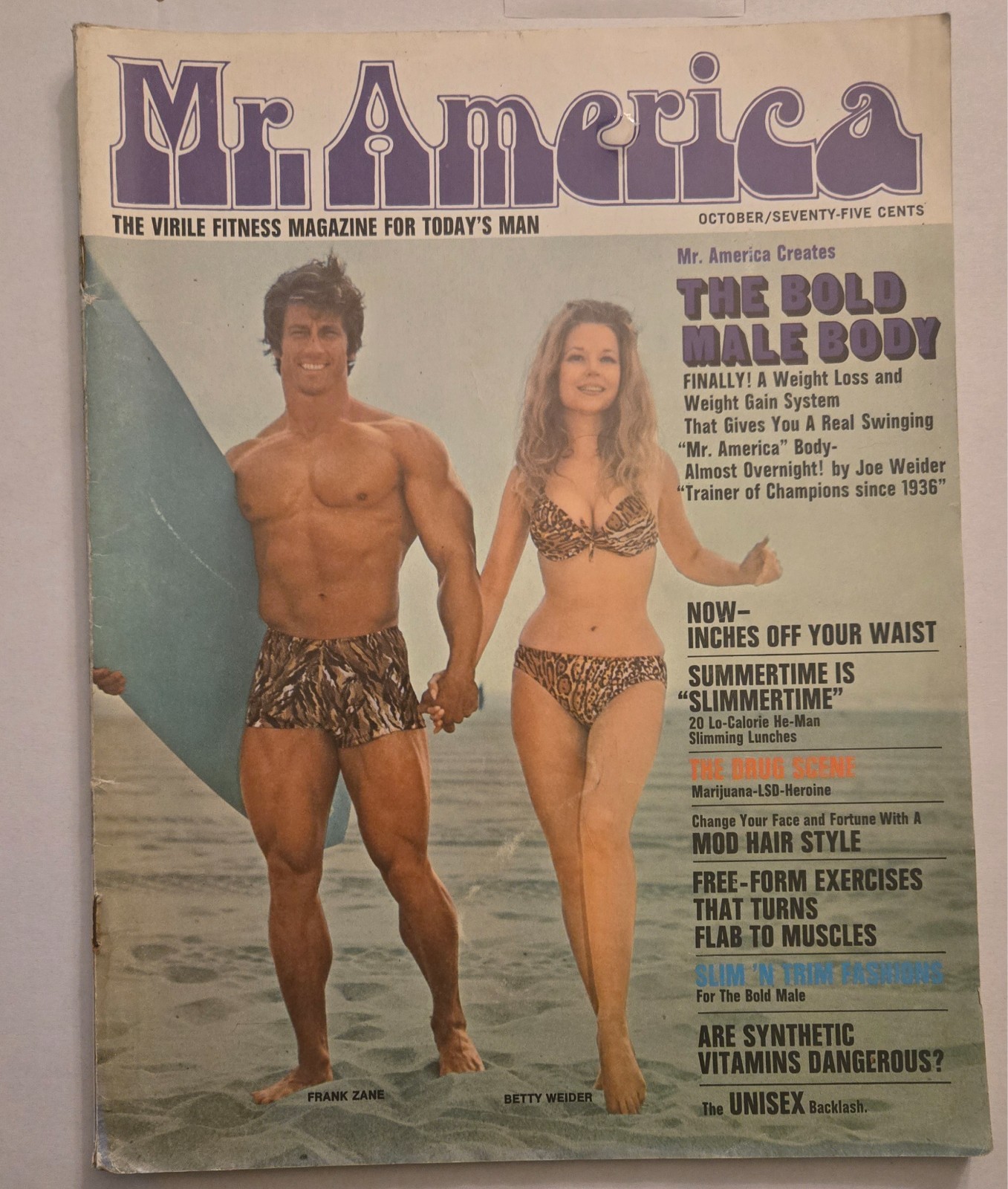 Vintage Mr. America Bodybuilding Magazine October 1970 Frank Zane Betty Weider