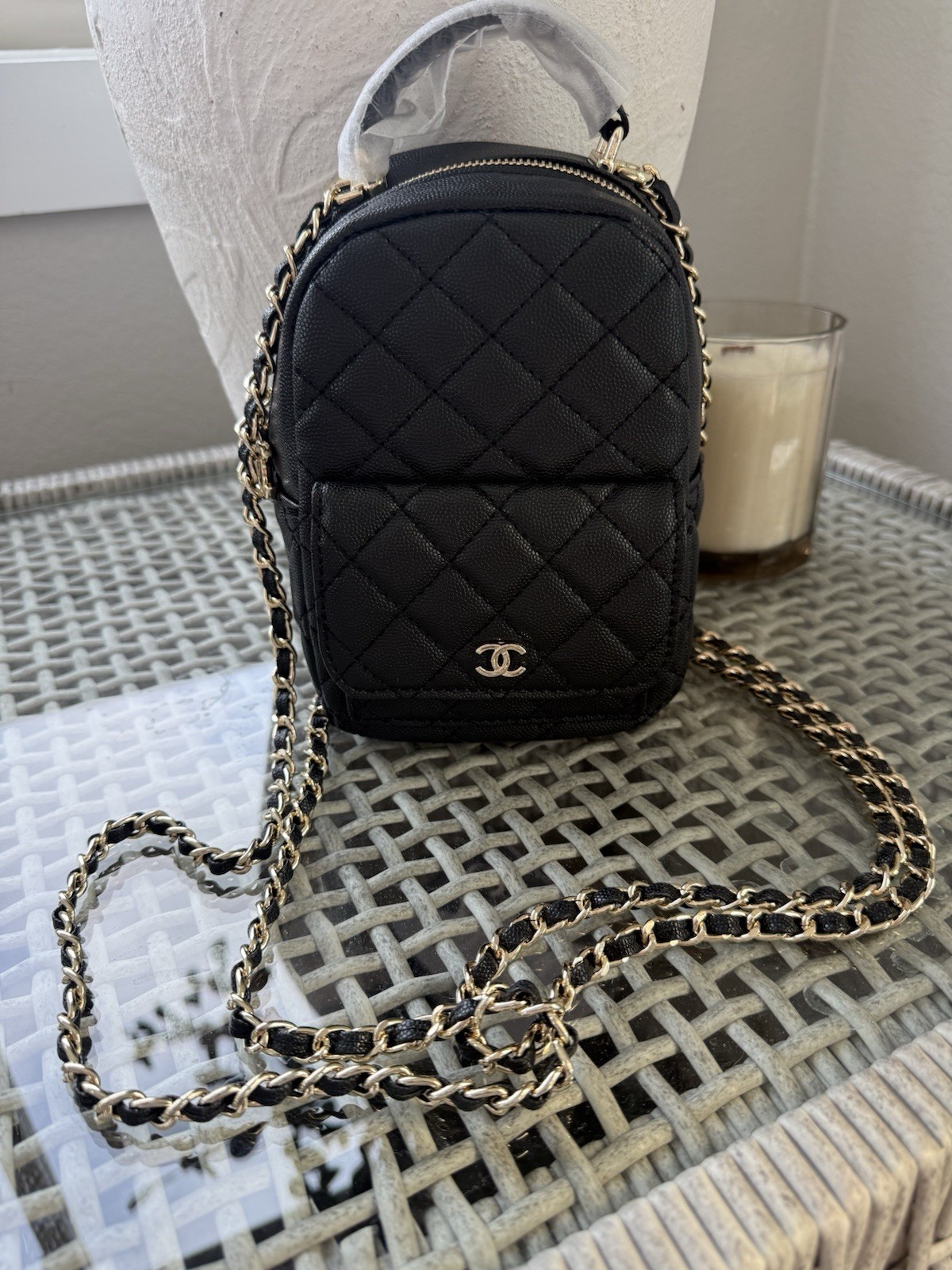 Chanel Beauty Black Quilted Mini Backpack Shoulder Chain Bag