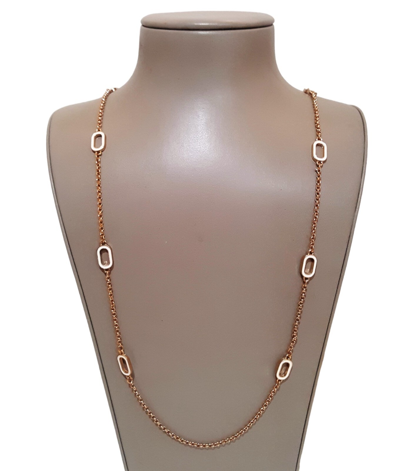 Nordstrom Rack Women\'s Gold Tone Chain Station Necklace Off White Enamel NWT Nordstrom Rack Women\'s Gold Tone Chain Station Necklace Off White Enamel NWT