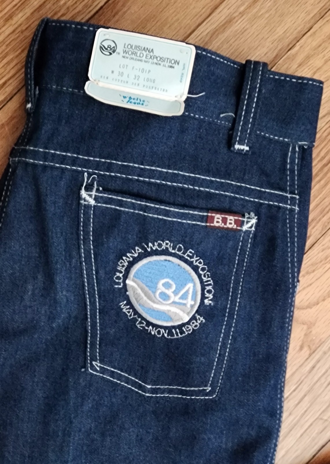 DEADSTOCK Vintage 1984 Jeans 30x32 NOS NWT Louisiana World Expo Embroidered Rare DEADSTOCK Vintage 1984 Jeans 30x32 NOS NWT Louisiana World Expo Embroidered Rare