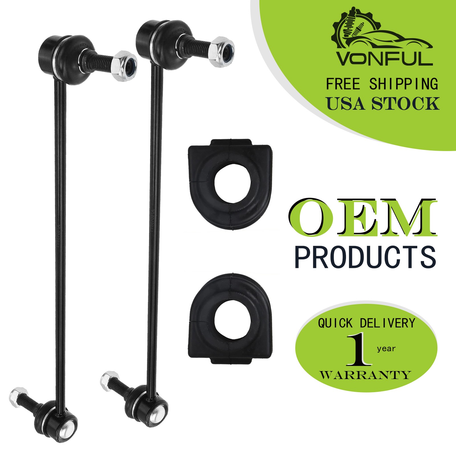 4x Front Sway Bar & Bushing Kit for GMC Acadia Chevrolet Traverse Saturn Outlook
