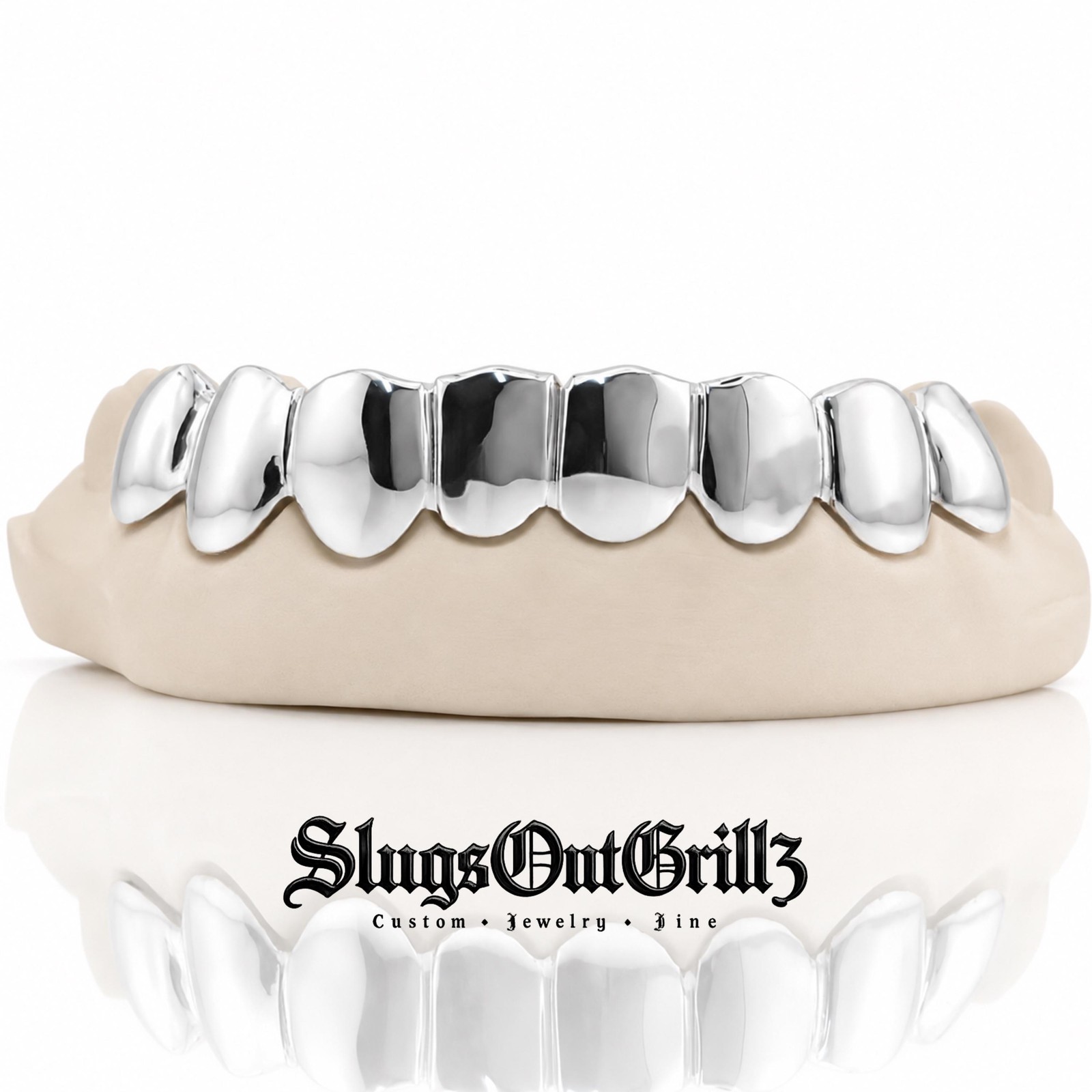 Custom 6pcs Soild Classic Grillz (925 Sterling Silver/ Free Mold Kit)