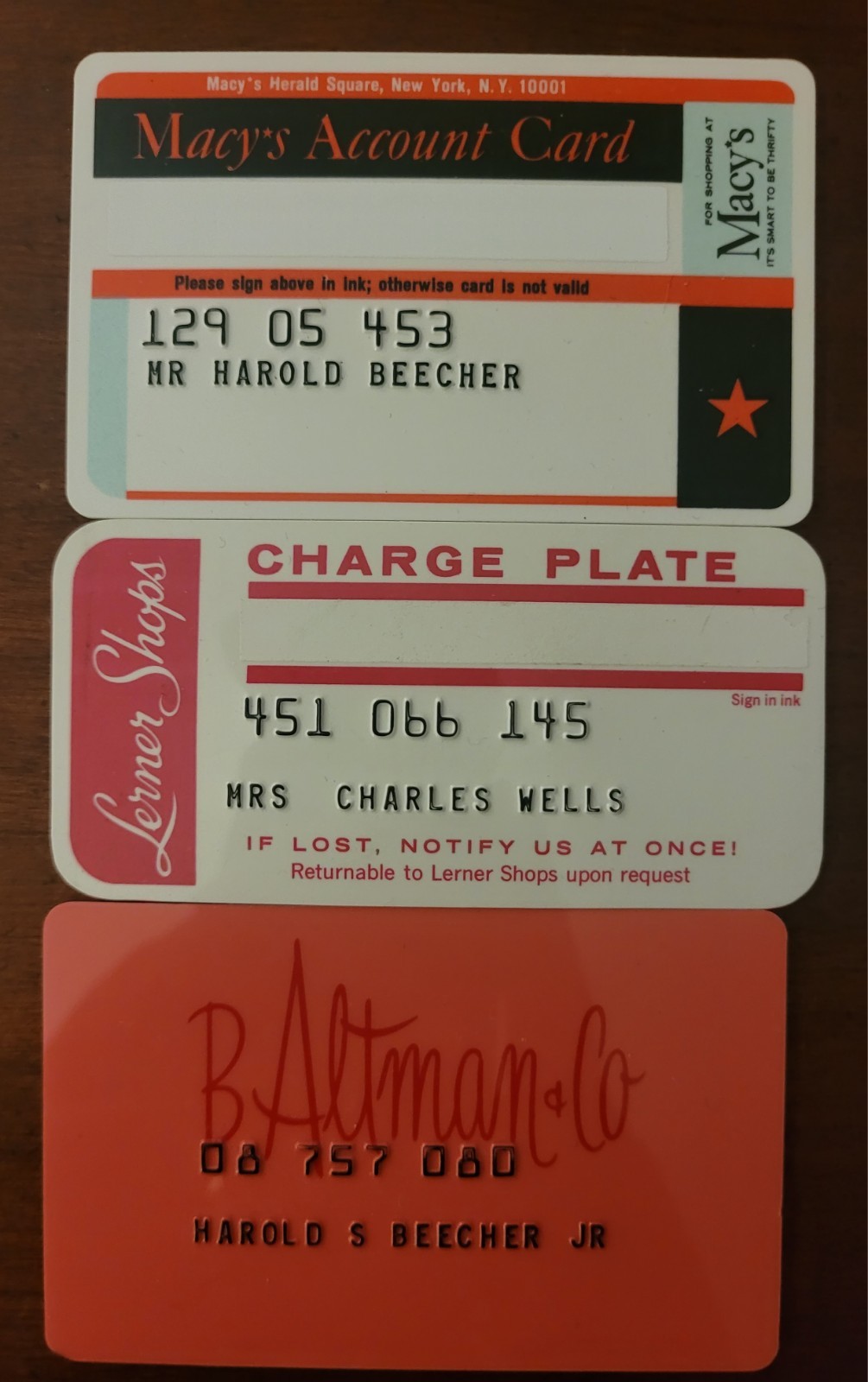 3 Vintage Department Store Credit Cards Macy's, Altman, Lerner 3 Vintage Department Store Credit Cards Macy's, Altman, Lerner