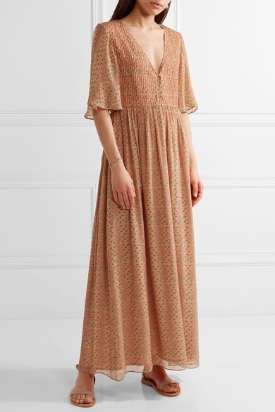 The Great 161521 Women\'s The Manor Printed Silk-Chiffon Maxi Dress Multi Sz. 2
