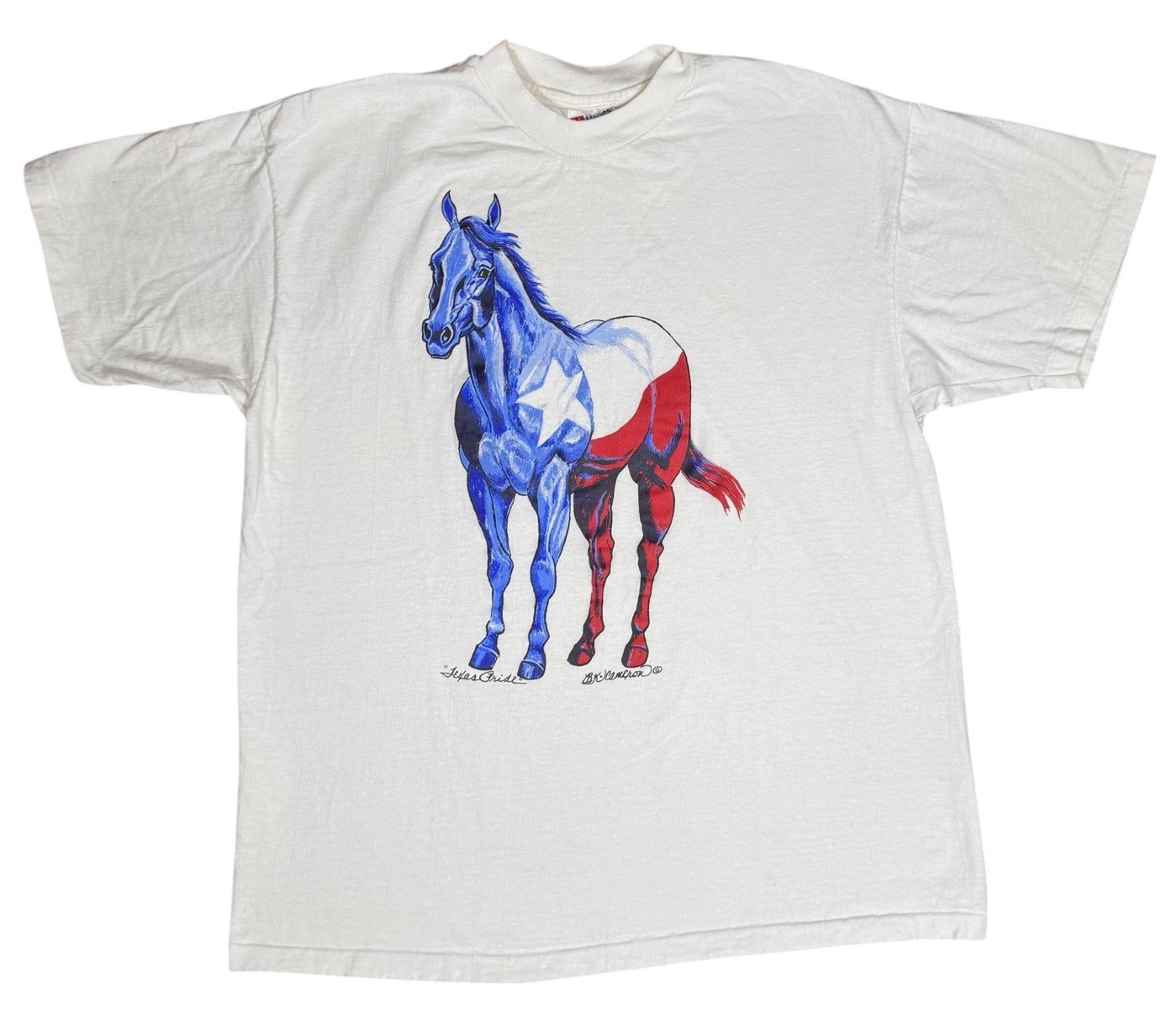 Vintage Texas Pride Horse T Shirt Mens L Hanes Beefy USA Single Stitch Western Vintage Texas Pride Horse T Shirt Mens L Hanes Beefy USA Single Stitch Western