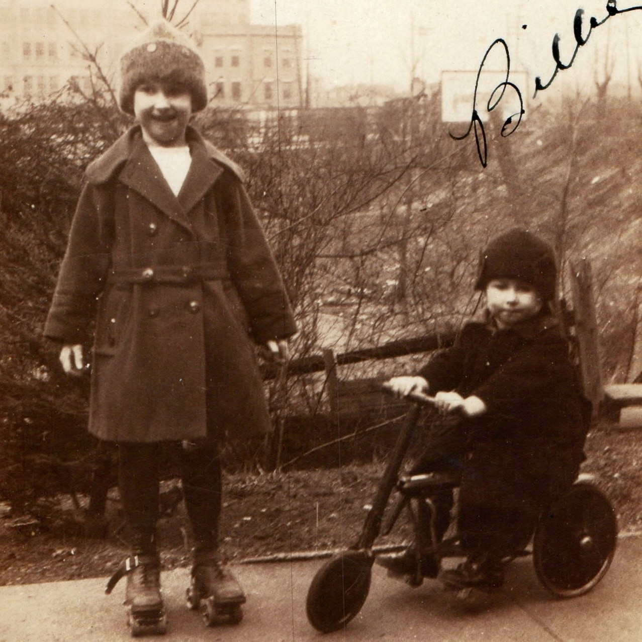 ID\'d c1920s Cincinnati OH Anna Belle Haley Snapshot Photo Tricycle Roller Skates