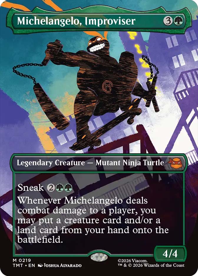 MTG Michelangelo, Improviser Borderless - Teenage Mutant Ninja Turtles #219