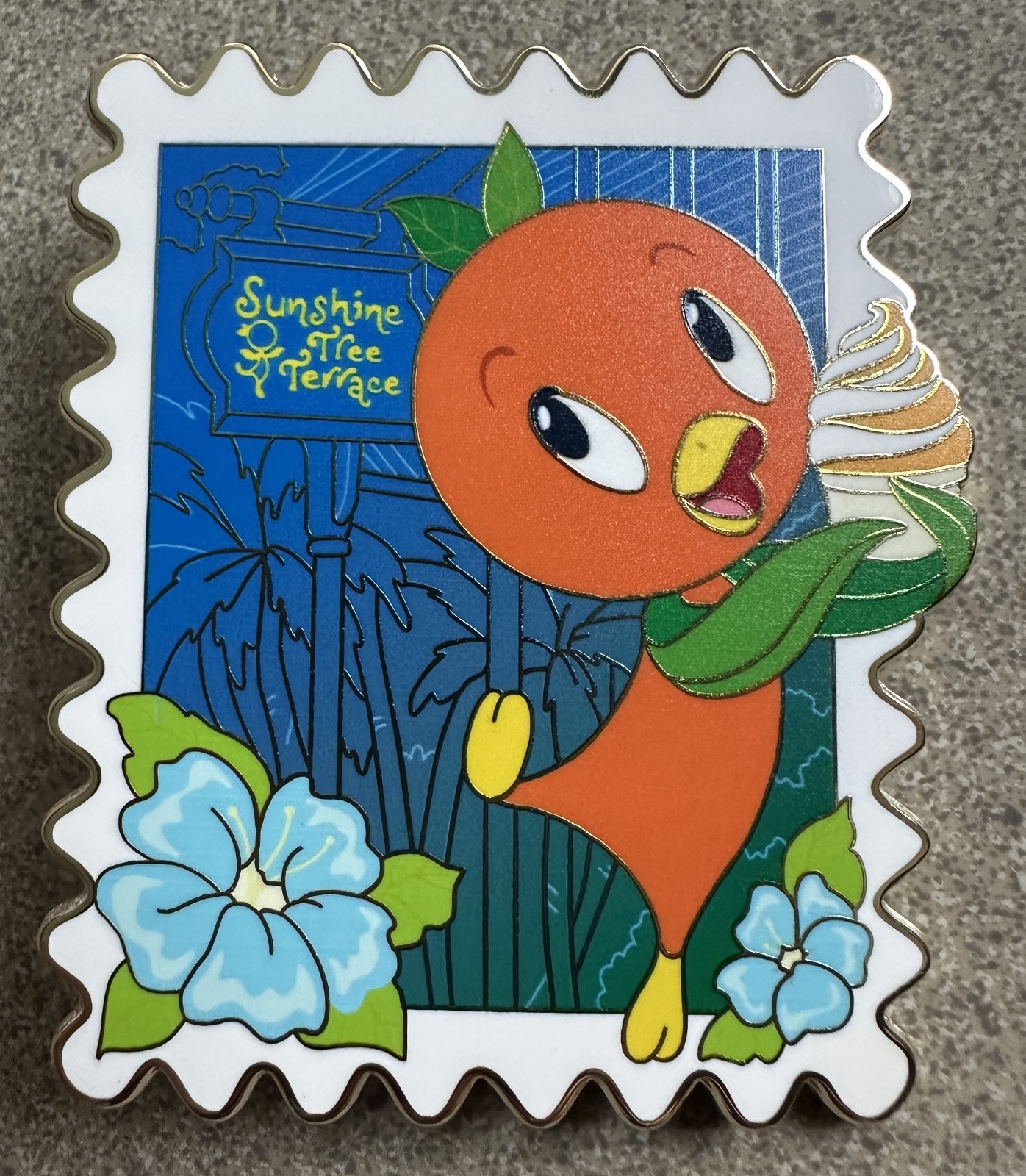 PIN ORANGE BIRD STAMP SUNSHINE TREE TERRACE 3 PIN ORANGE BIRD STAMP SUNSHINE TREE TERRACE 3