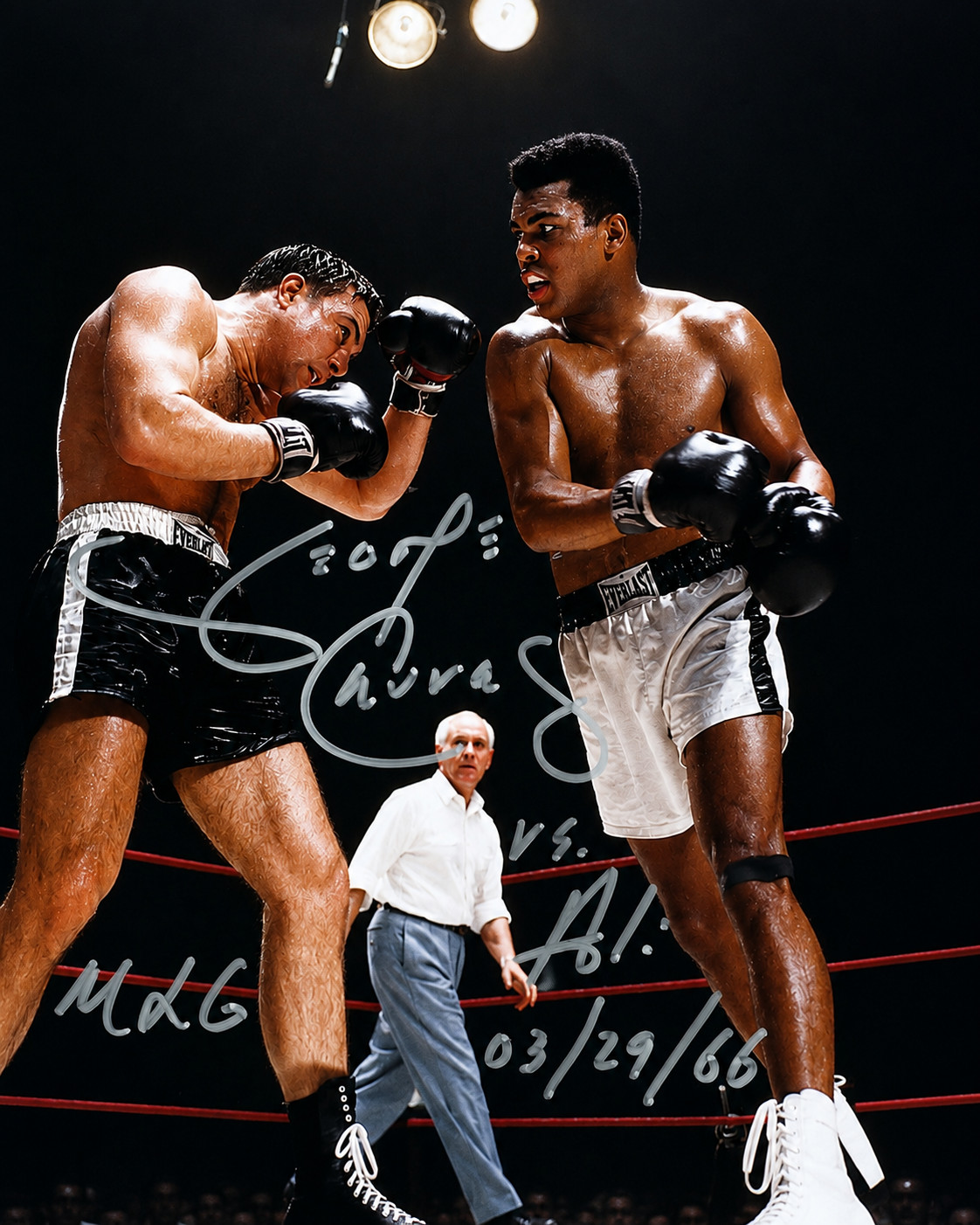 George Chuvalo vs Muhammad Ali Signed 8x10 Fight Photo + Inscription reprint