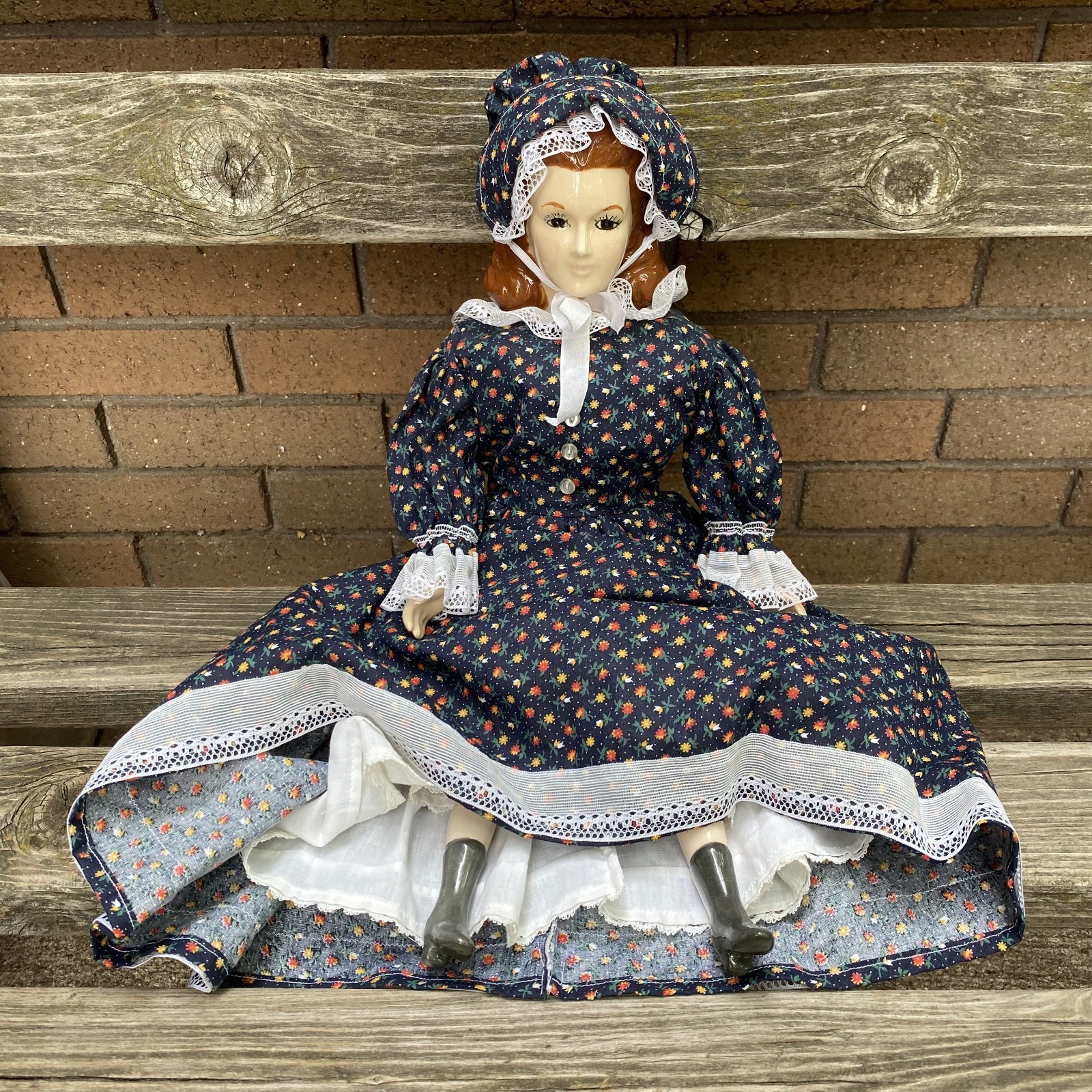 Vintage Ceramic 1980 Handmade Artisan Folk Art Prairie Pioneer Doll