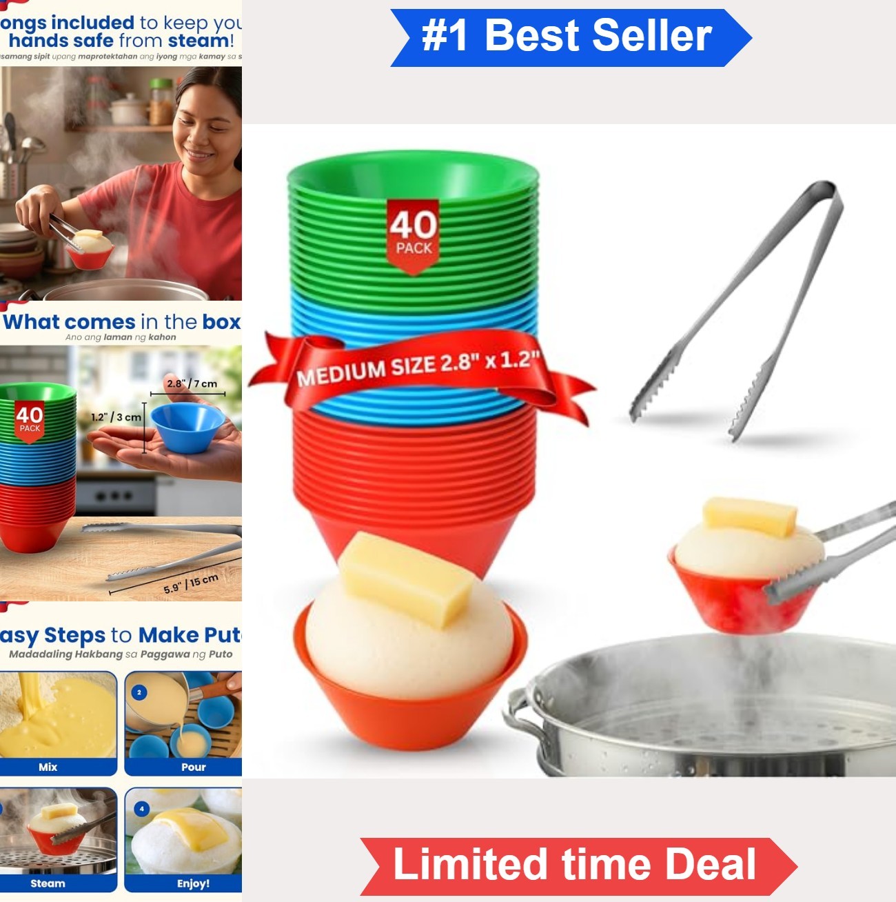 Puto Molder Filipino 40 Pcs 2.8 Inch 1.2 Inch BPA Free Plastic Baking Molds