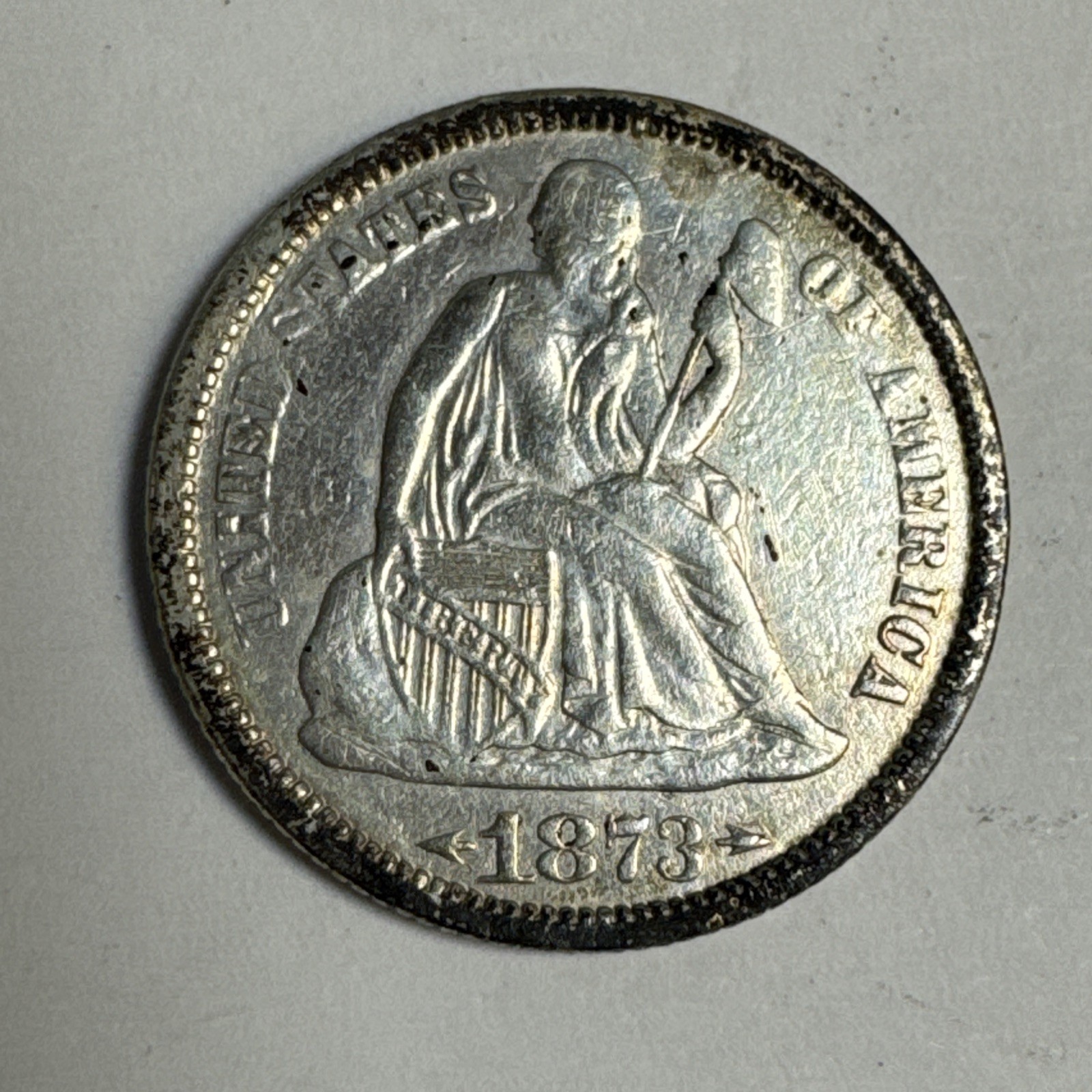 1873 Arrows Seated Liberty Dime XF Details 1873 Arrows Seated Liberty Dime XF Details