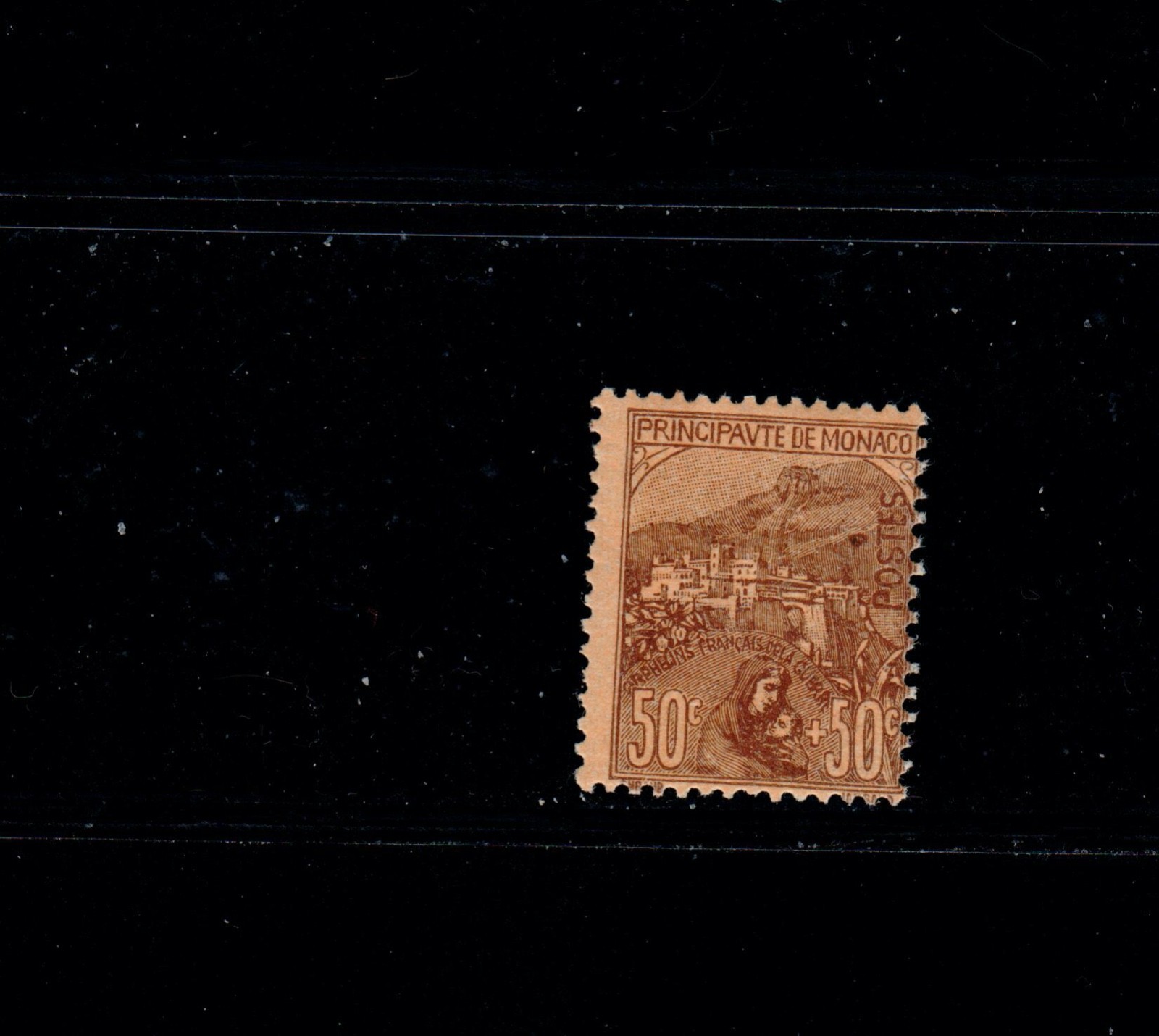 Monaco SC# B6 Mint NH OG 1919 50c+50c Semi-Postal Brown View of Monaco