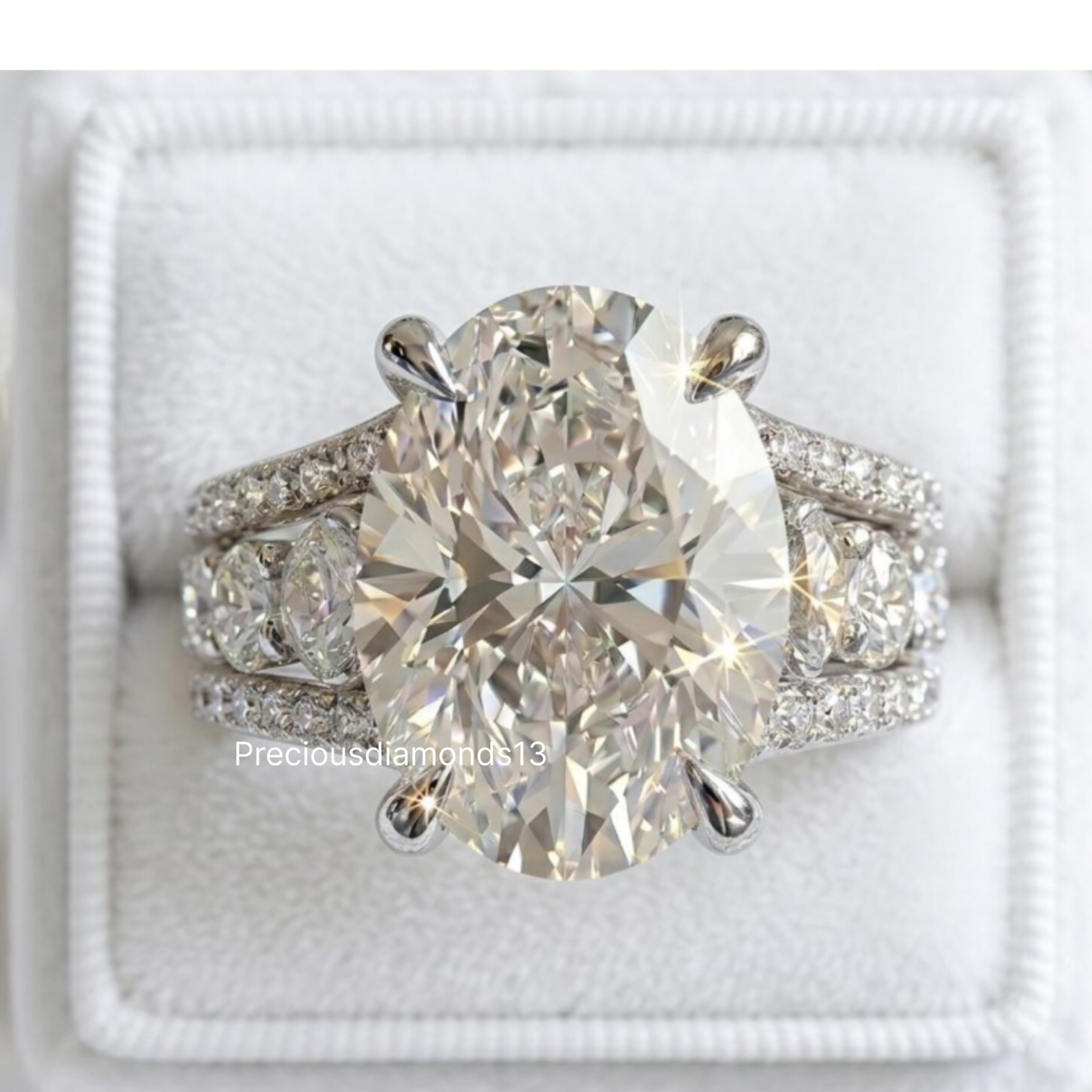 925 Silver, Elegant White Diamond Ring, 7.50 Ct Certified Treated-Excellent Look