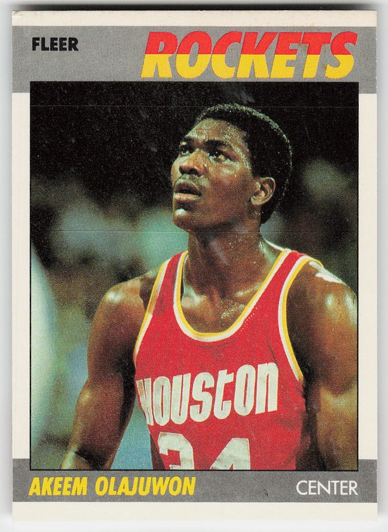 1987-88 Fleer #80 Akeem Olajuwon (corner) BASKETBALL Houston Rockets