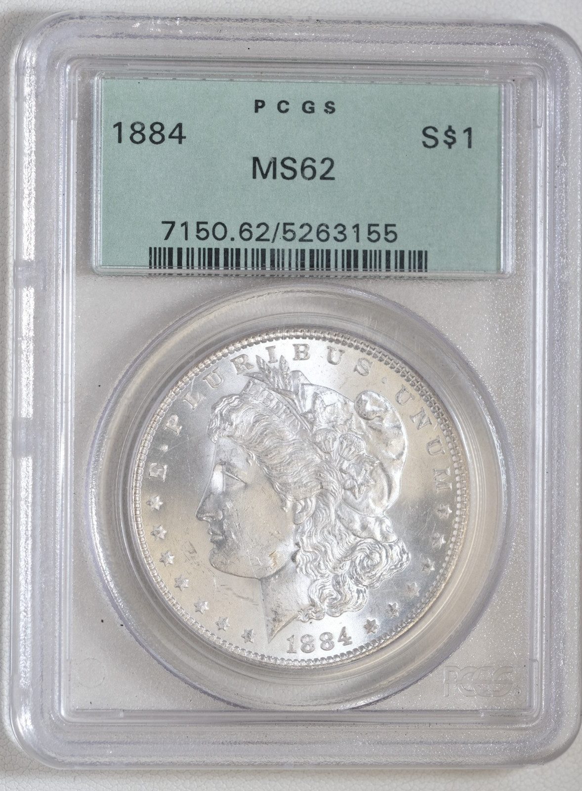 1884 (P) Morgan Silver $1 Dollar PCGS MS 62 Coin /155