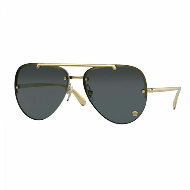 VERSACE VE2231 100287 Gold Dark Grey 60 mm Women\'s Sunglasses VERSACE VE2231 100287 Gold Dark Grey 60 mm Women\'s Sunglasses