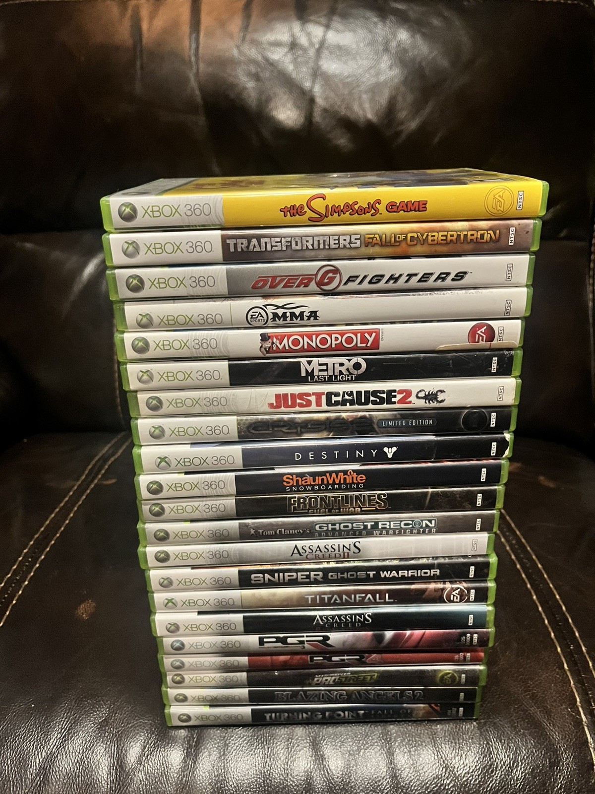 Huge Xbox 360 Video Game Lot - The Simpsons, Transformers Fall of Cybertron More