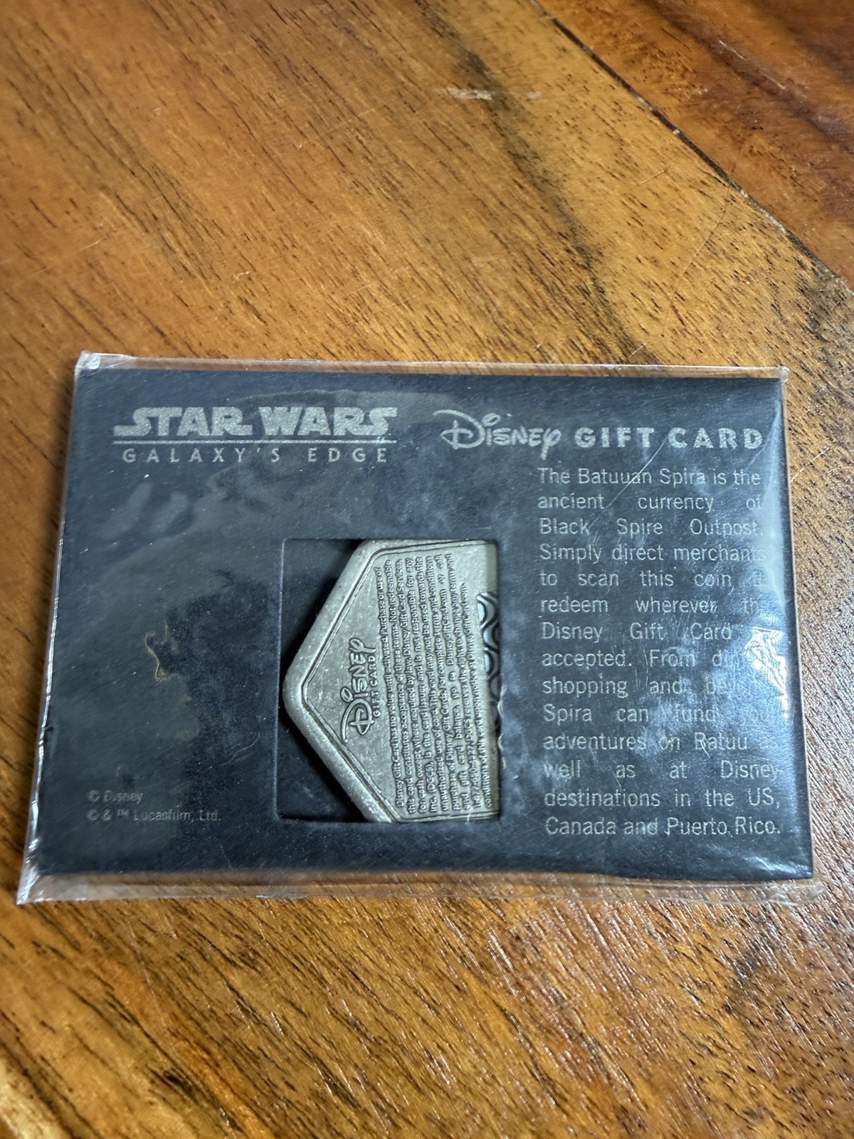 New Disney Parks Star Wars Galaxy's Edge Batuu Silver Spira Metal Coin Gift card New Disney Parks Star Wars Galaxy's Edge Batuu Silver Spira Metal Coin Gift card