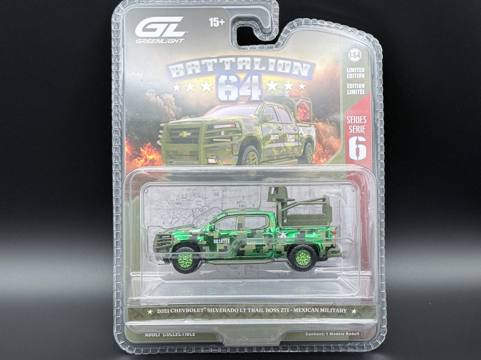 Greenlight 2021 Chevy Silverado LT Trail Boss Z71 Mexican Military 1/64 CHASE