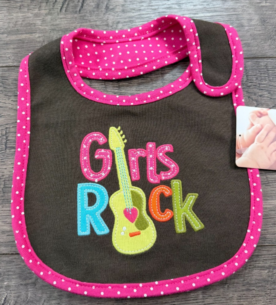 Baby Girl Clothes New Vintage Carter\'s Girl\'s Rock Guitar Baby Bib