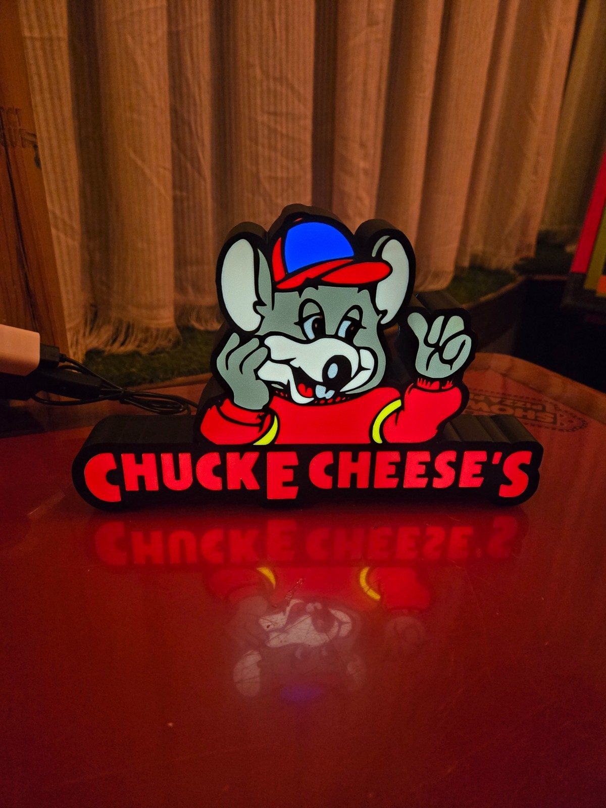 Thumb Chuck E Cheese 95 - USB Lighted LED Sign - Man Cave - Arcade - Retro Thumb Chuck E Cheese 95 - USB Lighted LED Sign - Man Cave - Arcade - Retro