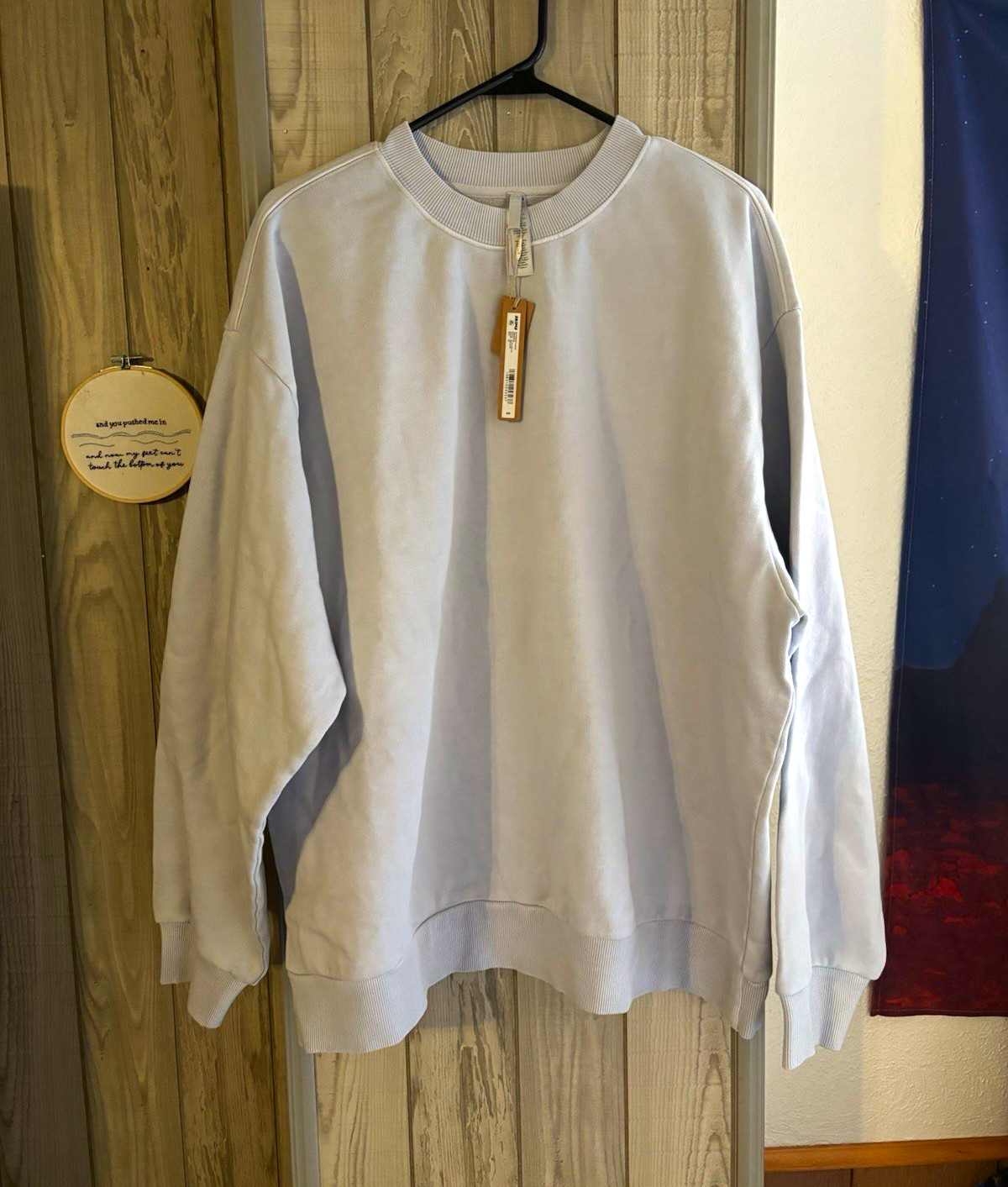 SKIMS Boyfriend Fleece Sweatshirt 2XL Blue Cotton Crew Neck Long Sleeve SKIMS Boyfriend Fleece Sweatshirt 2XL Blue Cotton Crew Neck Long Sleeve