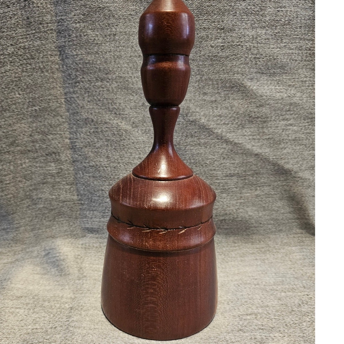 Vintage Hand Turned and Carved Wood Bell 7\
