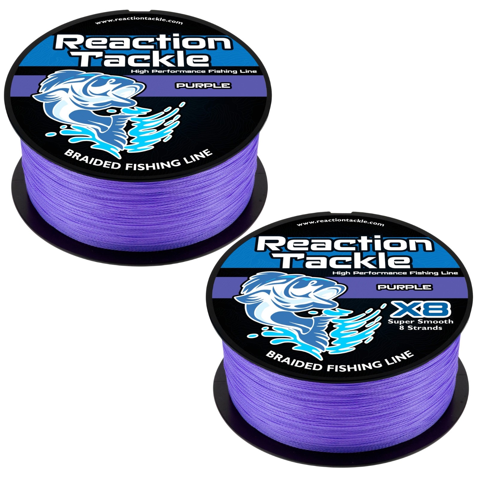 Reaction Tackle Braided Fishing Line Purple  4 or 8 Strands PE Braid