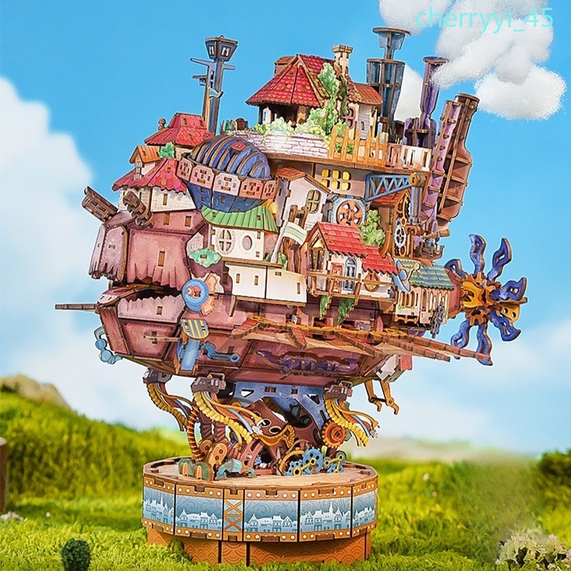 Howl\'s Moving Castle Wandering Castle Wooden 3D Puzzle DIY Assembly Model Gift
