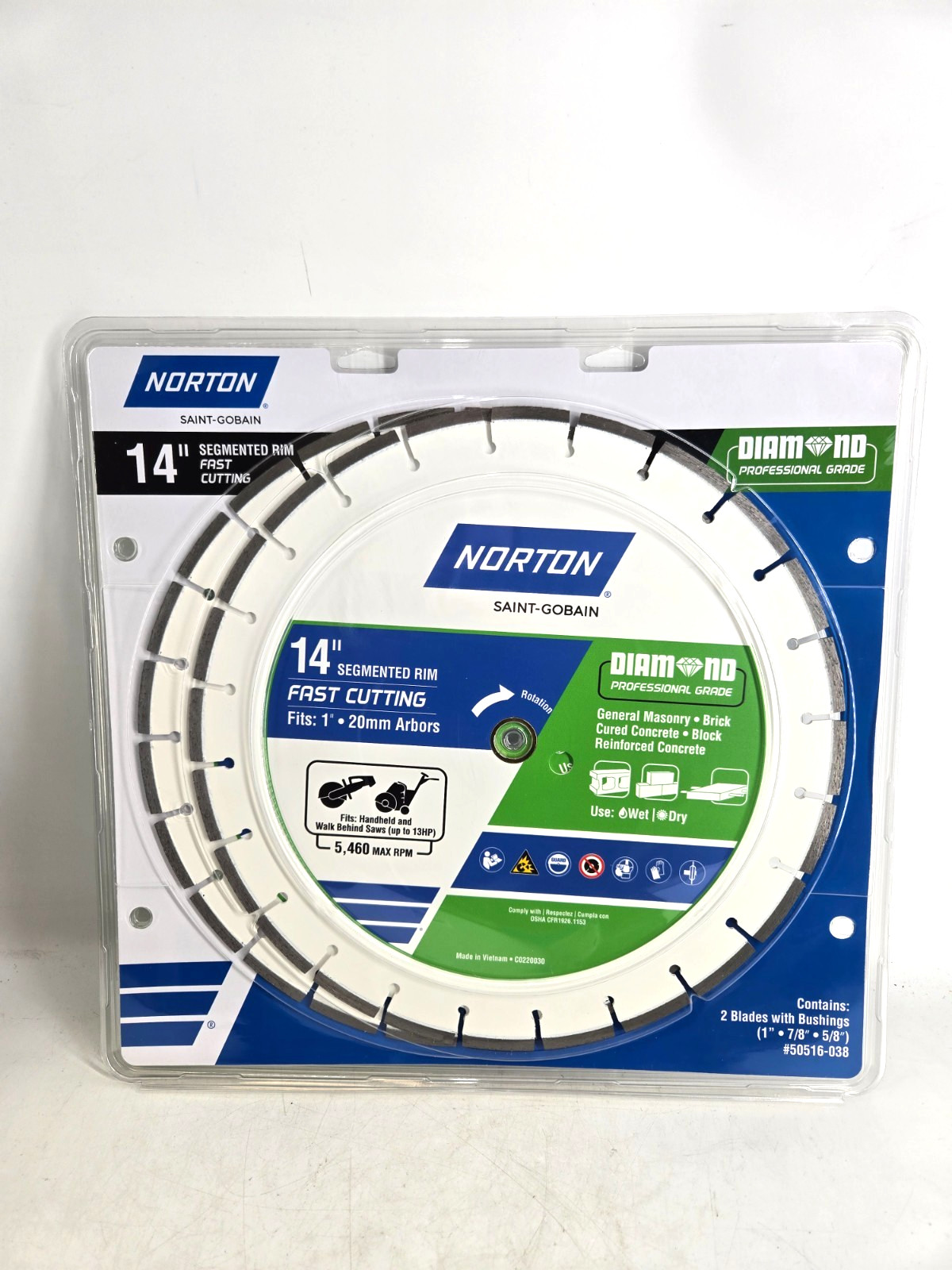 Norton Diamond Professional Grade 14 Inch Segmented Rim Fast Cutting 2 Pack