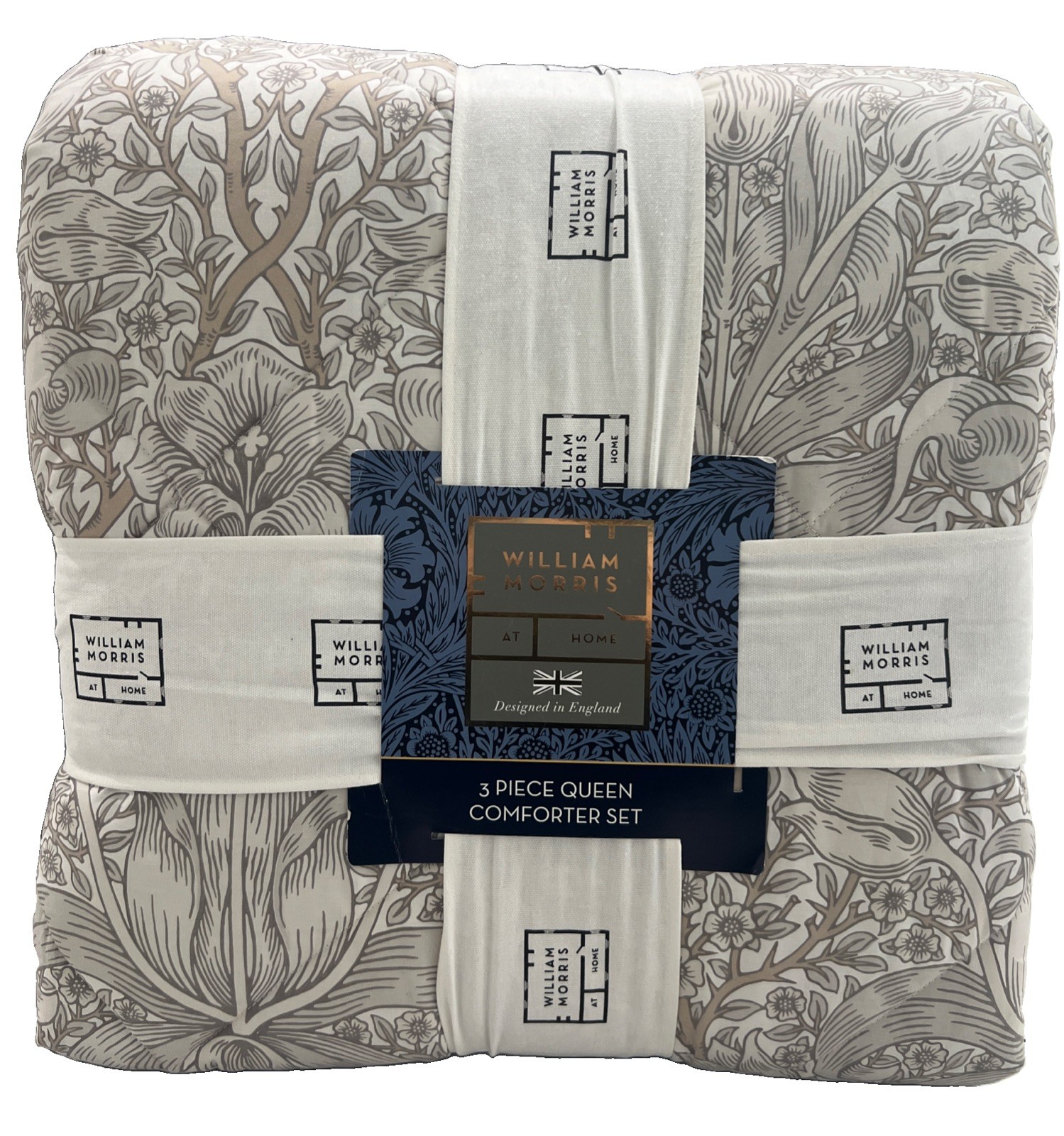 William Morris & Co Spring Thicket Queen Comforter Set Pebble Floral Cotton NEW William Morris & Co Spring Thicket Queen Comforter Set Pebble Floral Cotton NEW