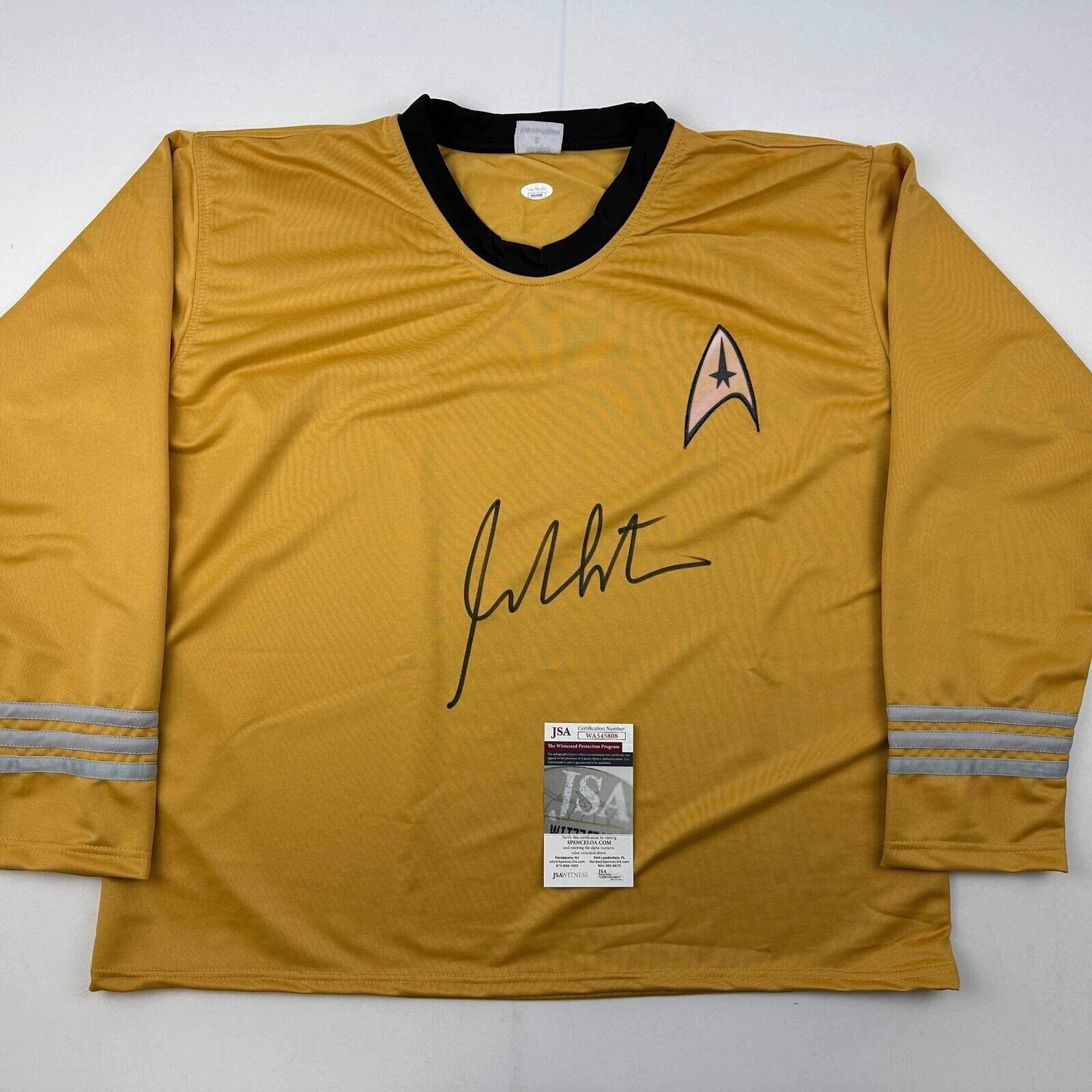 Autographed/Signed William Shatner Star Trek Captain Kirk Shirt/Uniform JSA COA Autographed/Signed William Shatner Star Trek Captain Kirk Shirt/Uniform JSA COA