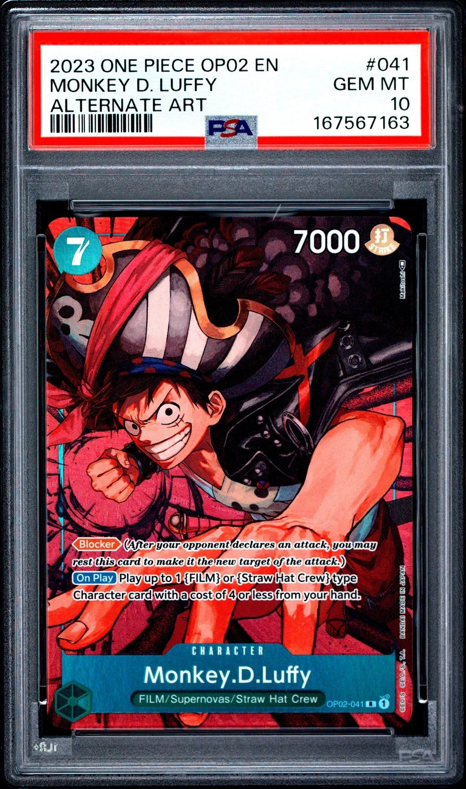 2023 ONE PIECE OP02-PARAMOUNT WAR ALTERNATE ART #041 MONKEY D. LUFFY 2023 ONE PIECE OP02-PARAMOUNT WAR ALTERNATE ART #041 MONKEY D. LUFFY