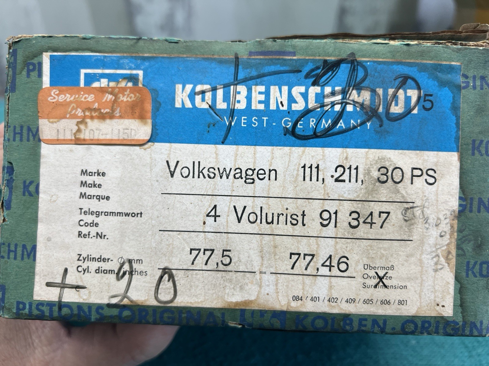 Volkswagen Kolbenschmidt NOS Piston Set 111-107-115D Volkswagen Kolbenschmidt NOS Piston Set 111-107-115D