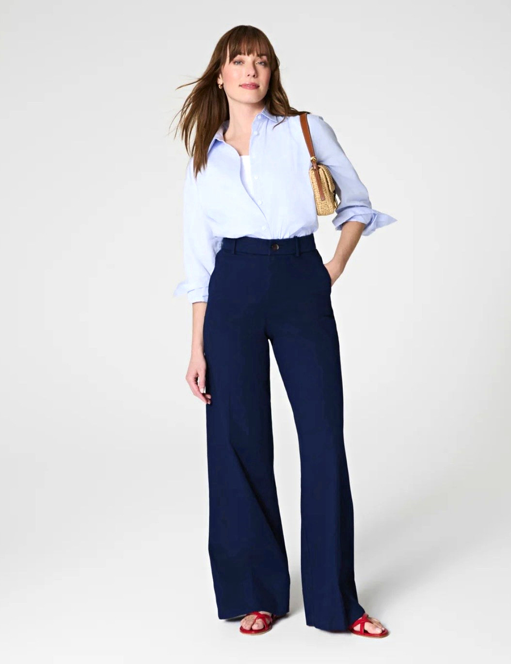 SPANX NWT Womens Super smooth Stretch Twill Navy S Petite Wide-Leg Pants SPANX NWT Womens Super smooth Stretch Twill Navy S Petite Wide-Leg Pants