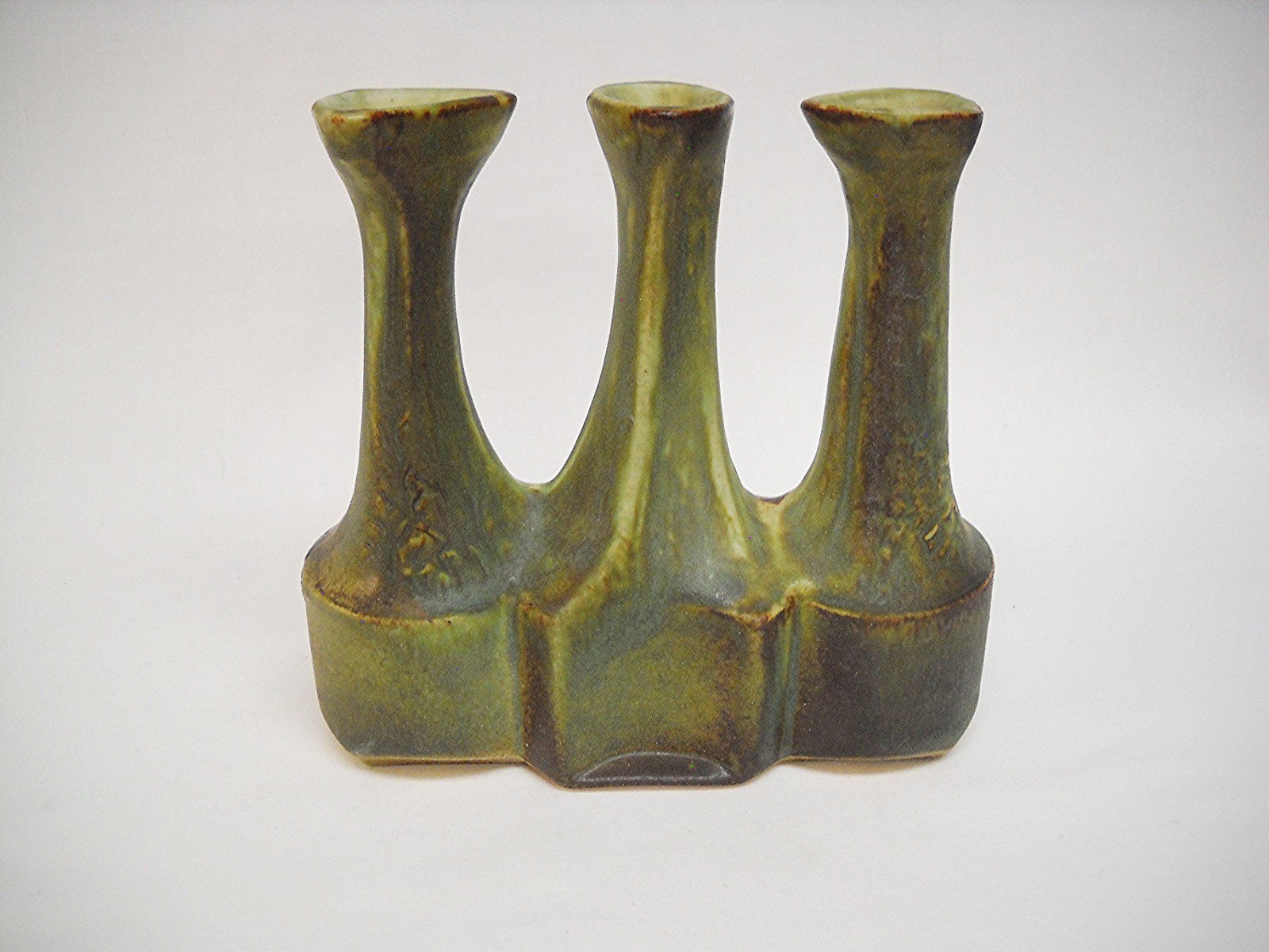 Rare MCM MATT CAMPS HOLLAND BRUTALIST POTTERY VESSEL-TRIPLE BUD VASE-B88-VG Rare MCM MATT CAMPS HOLLAND BRUTALIST POTTERY VESSEL-TRIPLE BUD VASE-B88-VG