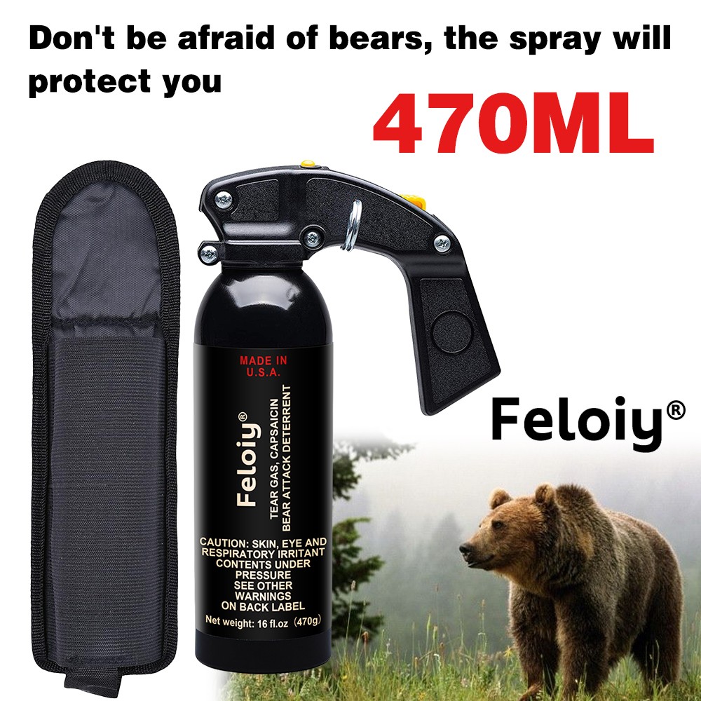 Feloiy 16 oz. Bear Repellent Spray w/ Holster, 35 ft Range NEW EPA Approved Feloiy 16 oz. Bear Repellent Spray w/ Holster, 35 ft Range NEW EPA Approved