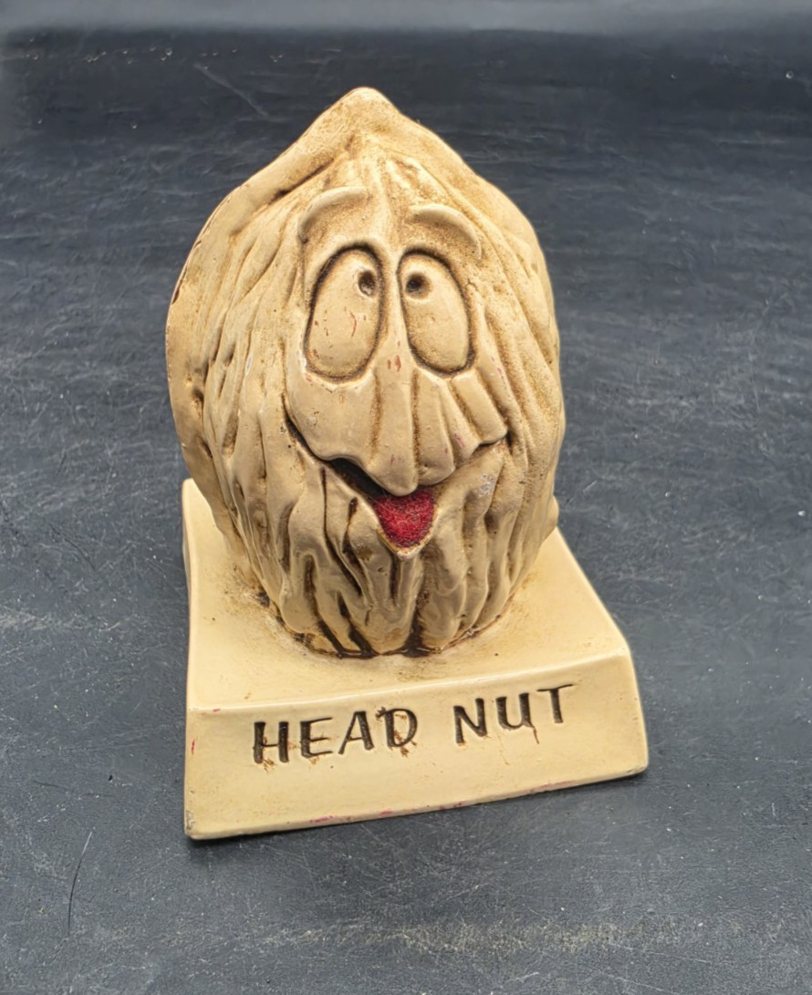 Paula 1968 Head Nut Resin Figurine Statue Smiling Face W79 Vtg Desk Accessory
