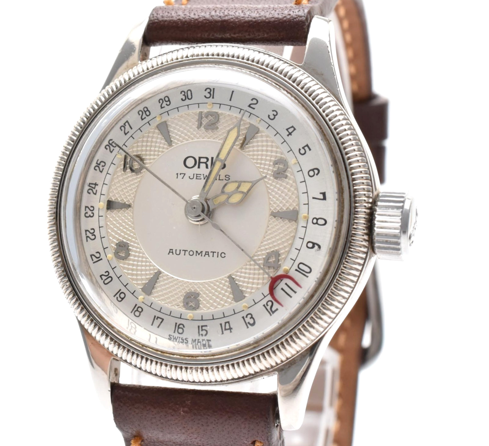 Vintage ORIS Big Crown Pointer Date 7400 32mm Silver Automatic Men's Watch JAPAN