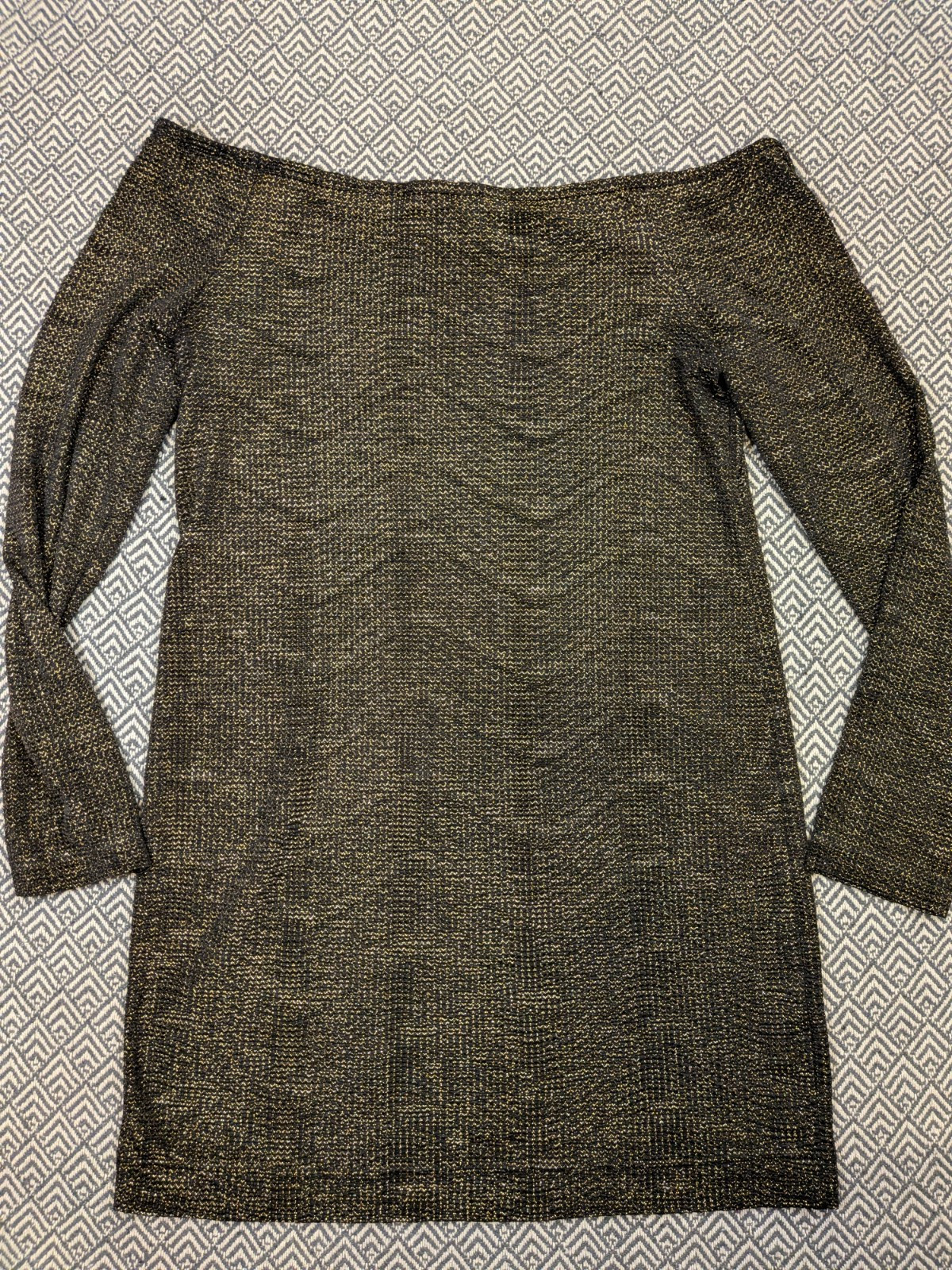 BCBG Generation Black Gold Metallic Party Dress Size L Cocktail Evening NYE